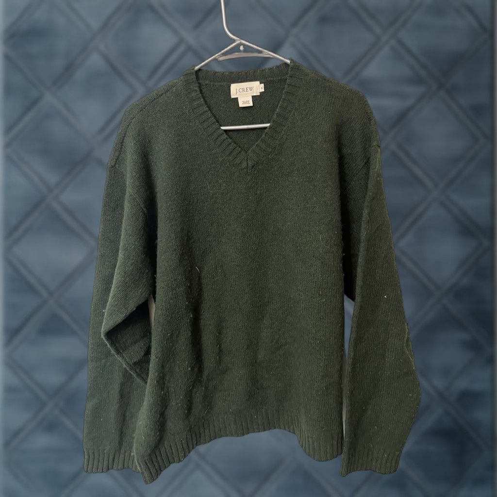 J.Crew VINTAGE J.CREW Sweater Mens XL Green 100% Wool V Neck Pullover Knit Wool Shirt? Size US XL / EU 56 / 4 - 1 Thumbnail
