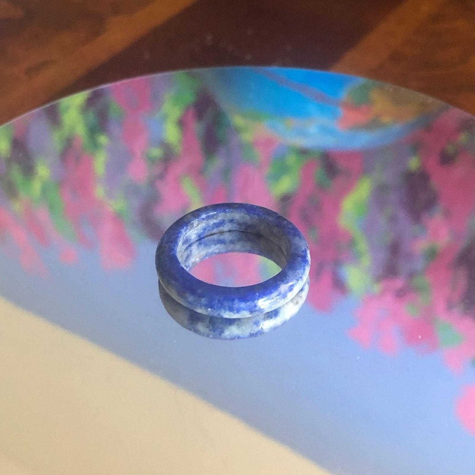Handmade Handcrafted genuine sodalite stone band ring 9.5 Size ONE SIZE - 5 Thumbnail
