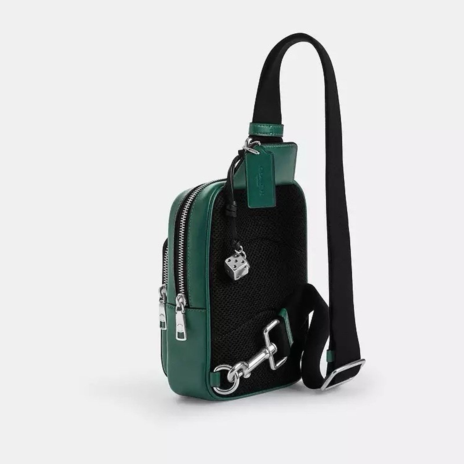 Coach NWT Coach men Racer Sling Pack Charms Silver/Sea Green CEB27 Size ONE SIZE - 9 Thumbnail