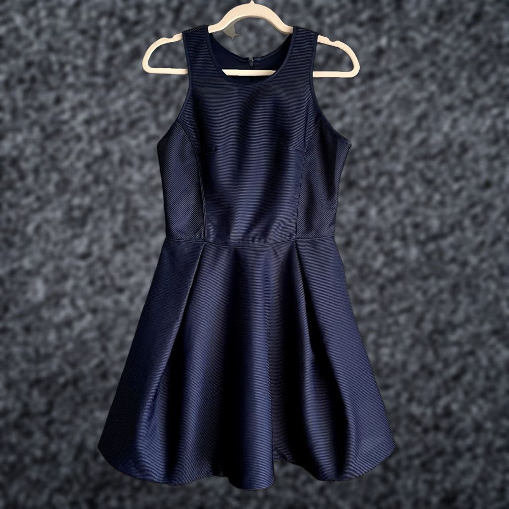 Maje Maje Dress Navy Blue Mini Sleeveless Pockets L Sz L Ribbed Fit & Flare Size L / US 10 / IT 46 - 1 Thumbnail