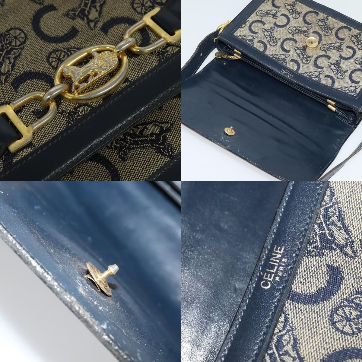 Celine CELINE C Sulky Shoulder Bag Canvas Navy Size ONE SIZE - 11 Thumbnail