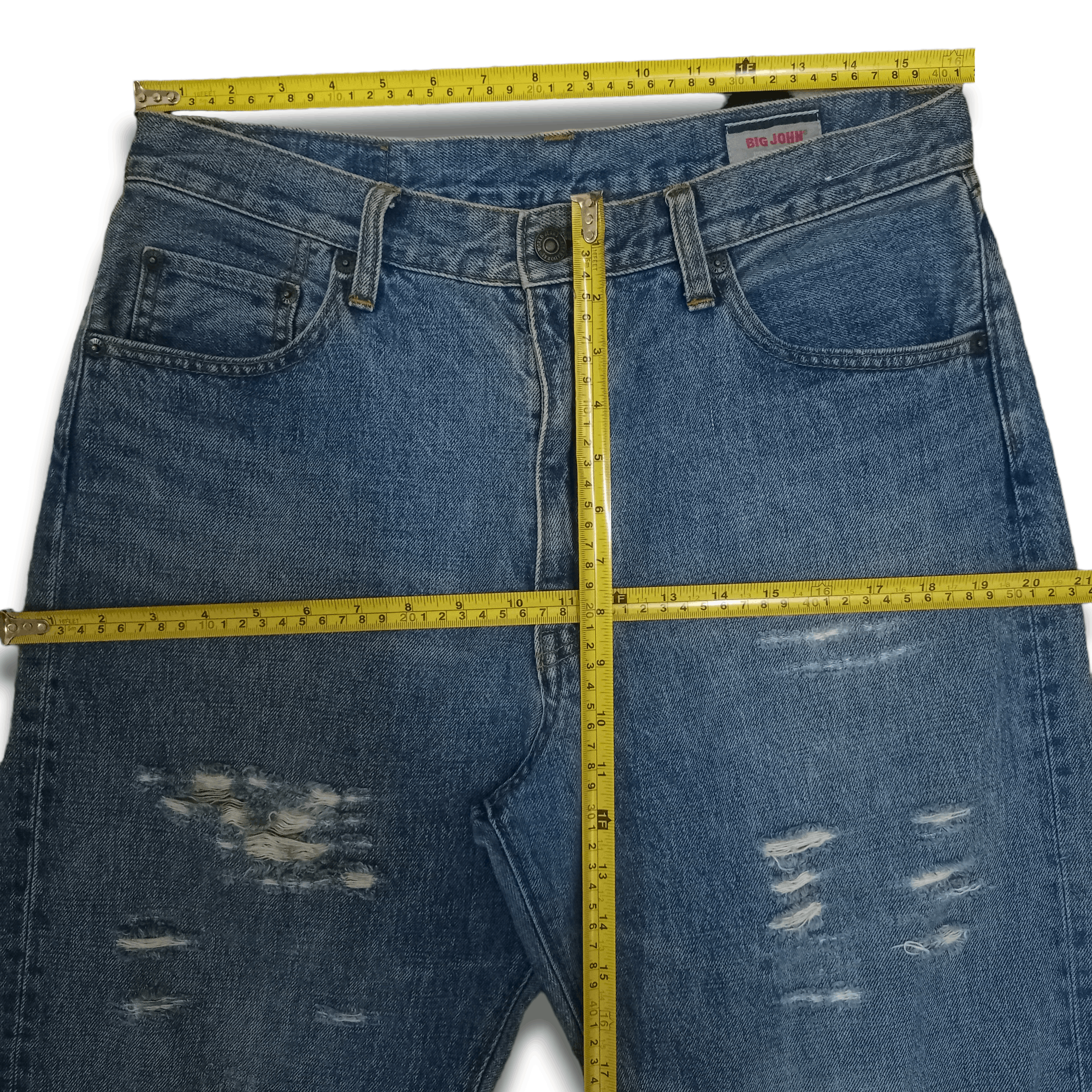 Big John × Japanese Brand Vintage Japanese Brand Blue Wash Distressed Baggy Jeans Size US 32 / EU 48 - 10 Thumbnail