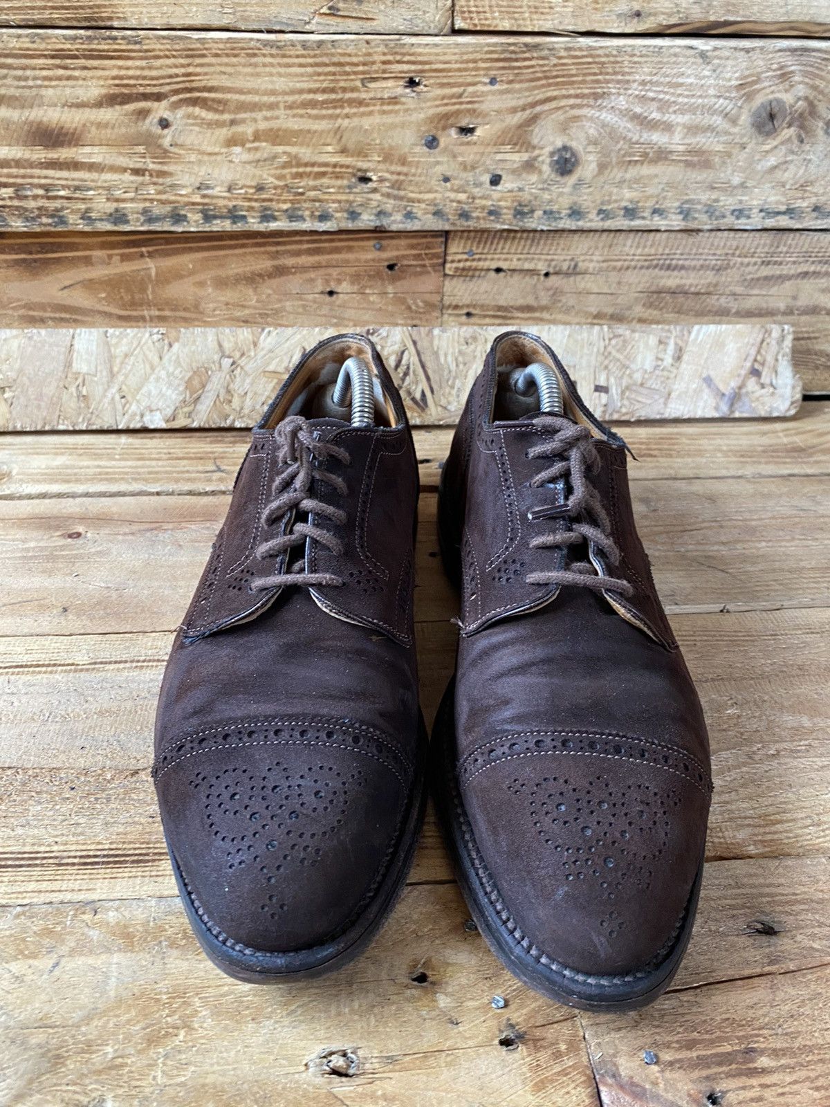Alden Alden oxford brown suede cap-toe leather shoes sz 8E Size US 8 / EU 41 - 2 Thumbnail