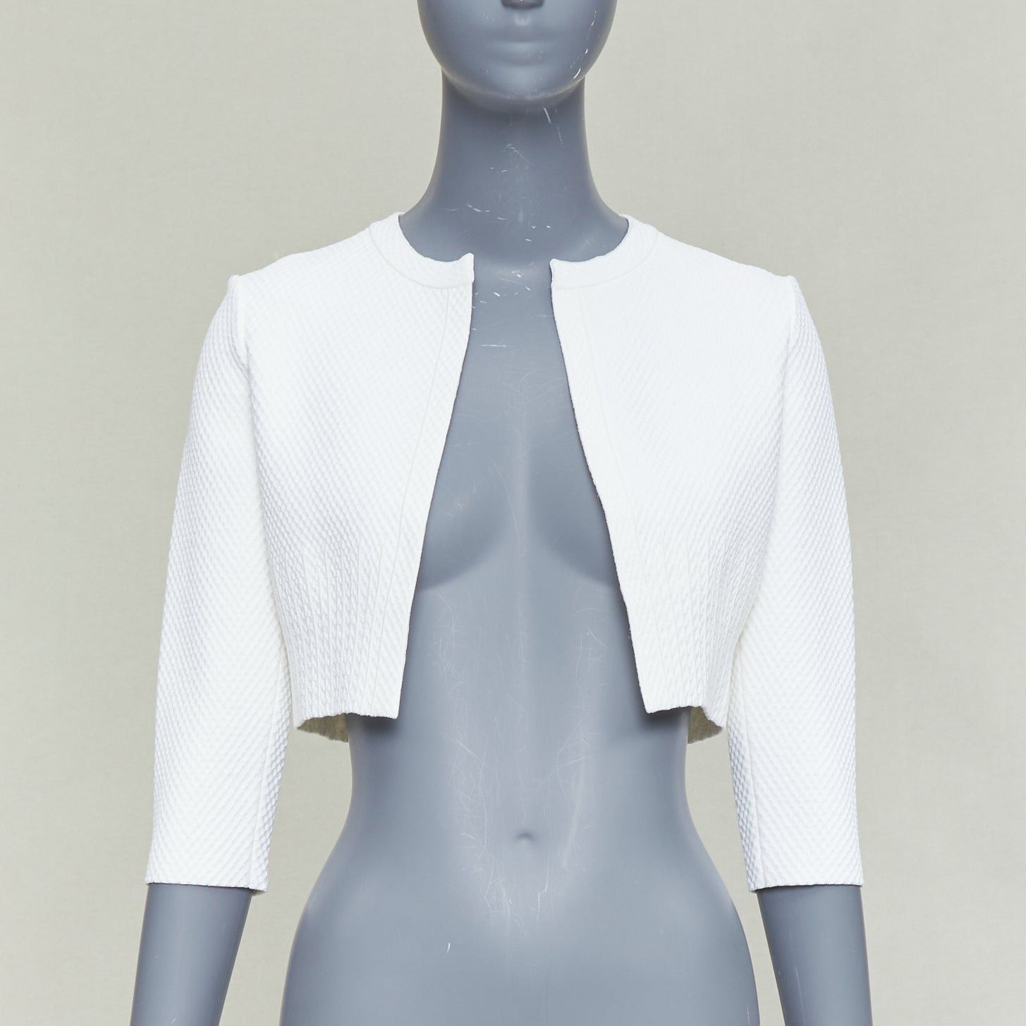 Alaia ALAIA cream viscose blend textured knit cropped cardigan jacket FR36 S Size S / US 4 / IT 40 - 1 Thumbnail