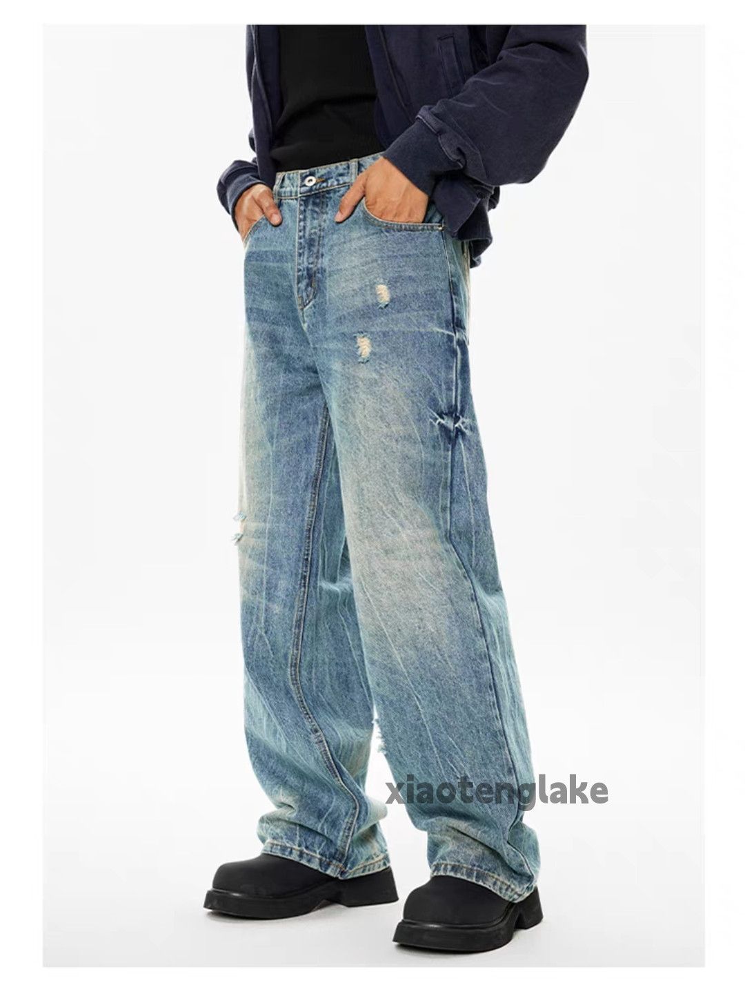 Jean × Vintage utility washed faded cleanfit damaged ripped grunge jeans Size US 32 / EU 48 - 1 Thumbnail
