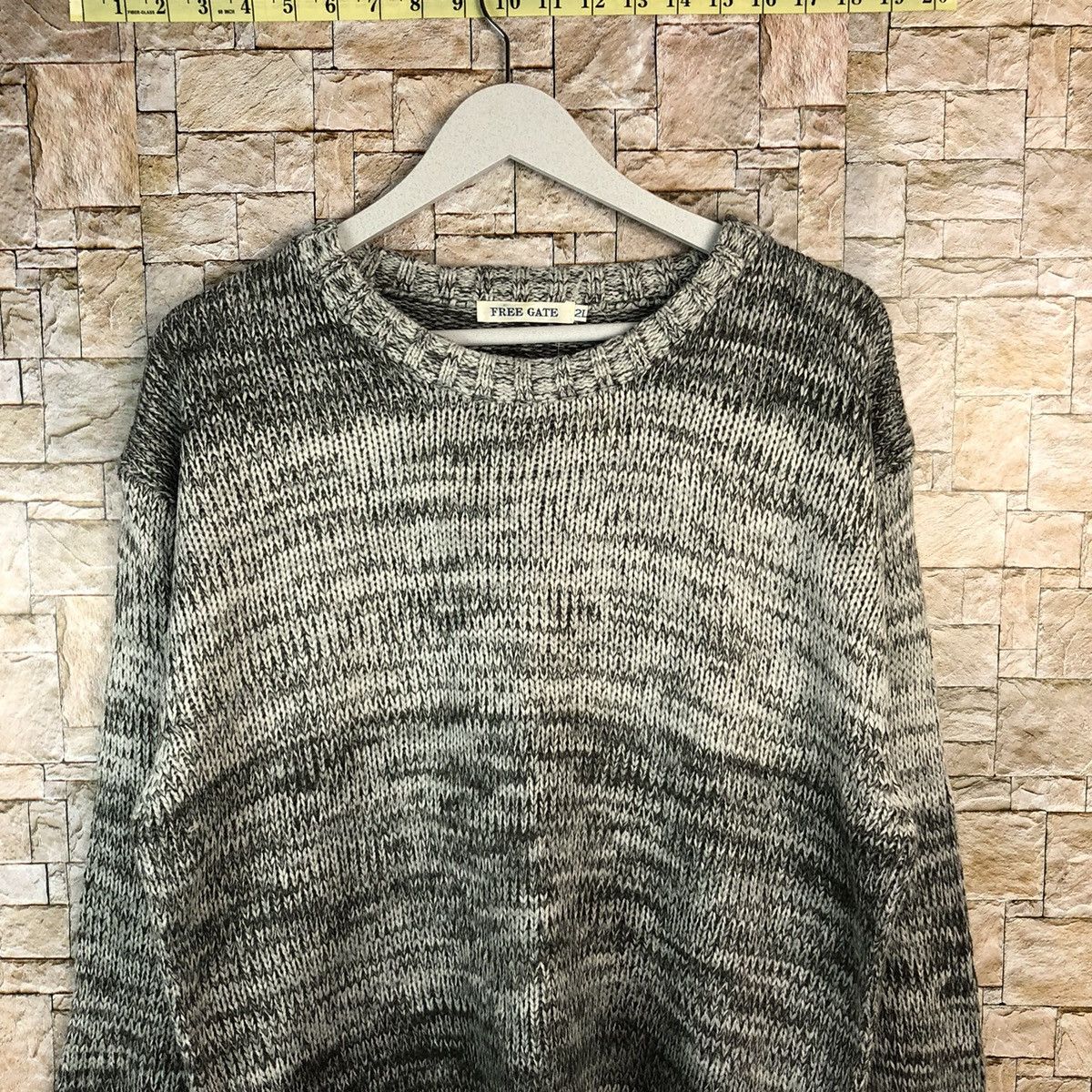 Homespun Knitwear × Japanese Brand Free Gate Grey stripe Knitwear #A1196 Size US XL / EU 56 / 4 - 5 Thumbnail