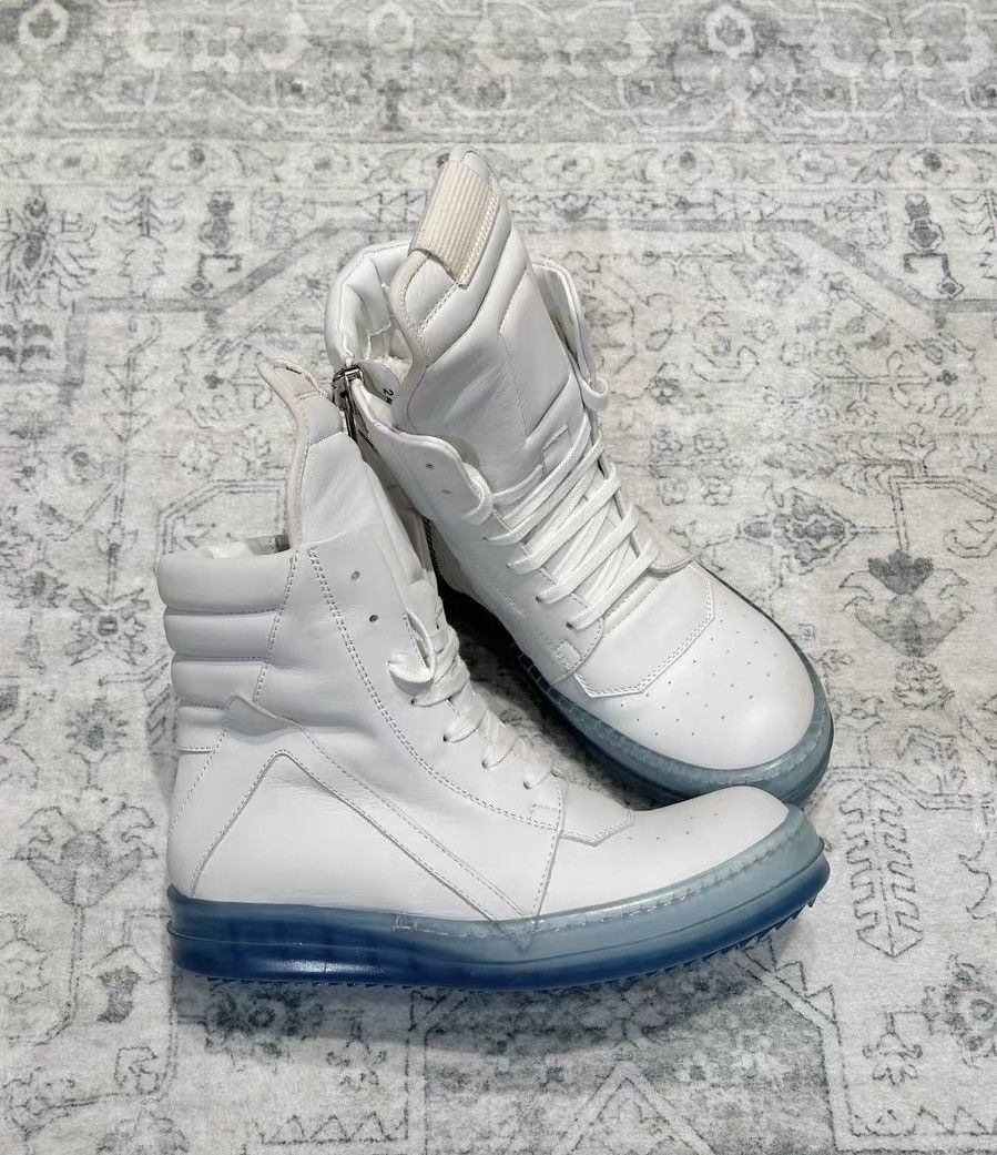 Rick Owens Rick Owens Geobasket white leather with translucent sole Size US 7 / IT 37 - 1 Thumbnail