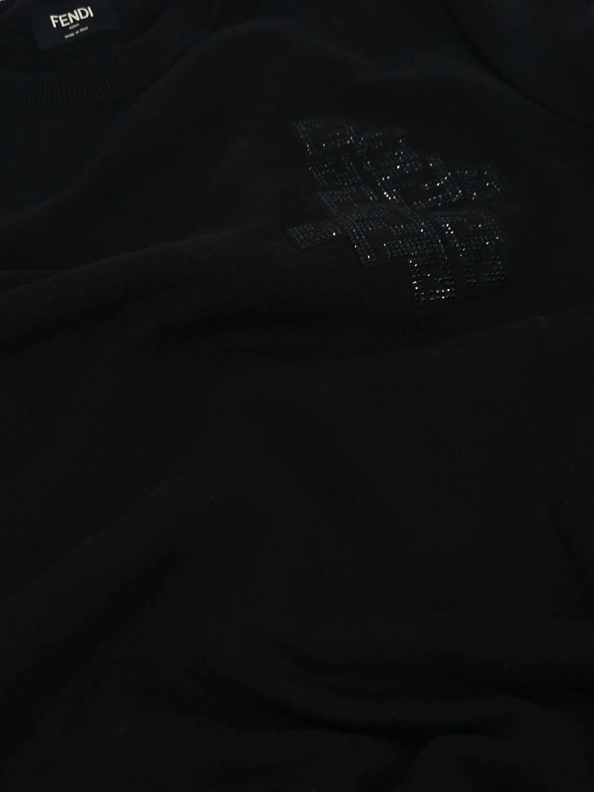 Fendi Fendi Black Crystal Beaded FF Logo Crewneck Sweatshirt Size US XS / EU 42 / 0 - 6 Thumbnail