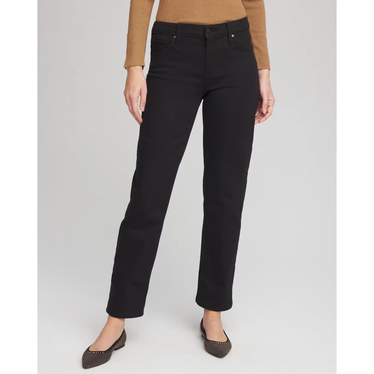 Chicos Chico’s Girlfriend Straight Ankle Jeans Black Womens 0.5/6 Size 28" / US 6 / IT 42 - 1 Thumbnail
