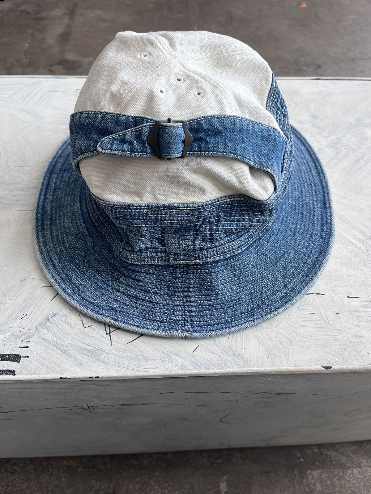 Kapital Kapital Bucket Hat Mid Wash Sashiko Denim Size ONE SIZE - 2 Thumbnail