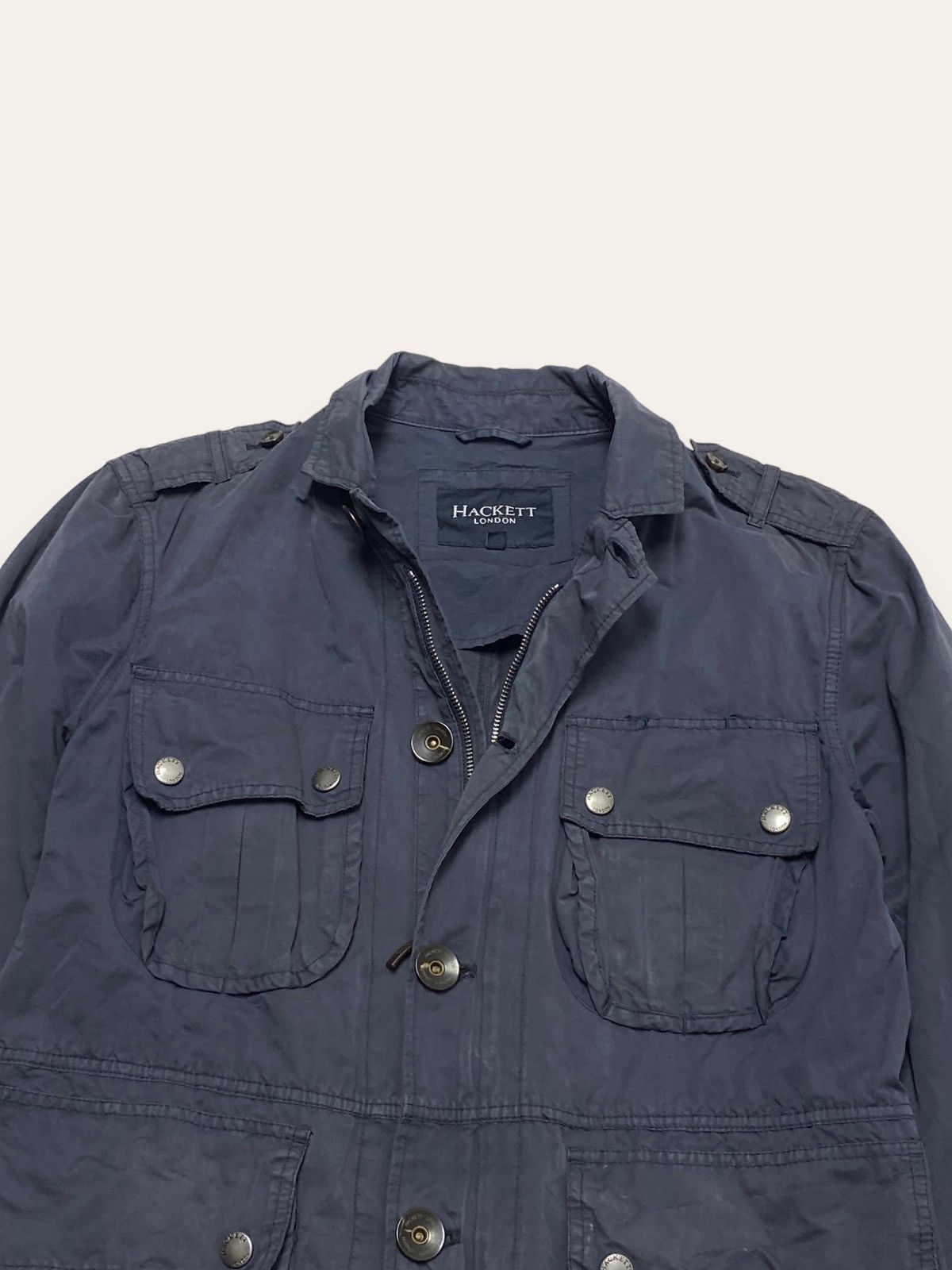 Hackett Vintage HACKETT Multi Pocket Navy Faded Light Jacket Size US M / EU 48-50 / 2 - 6 Thumbnail