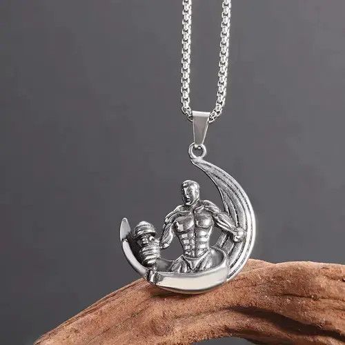 Jewelry × Vintage Moon Gym Muscle Men Necklace Size ONE SIZE - 2 Thumbnail