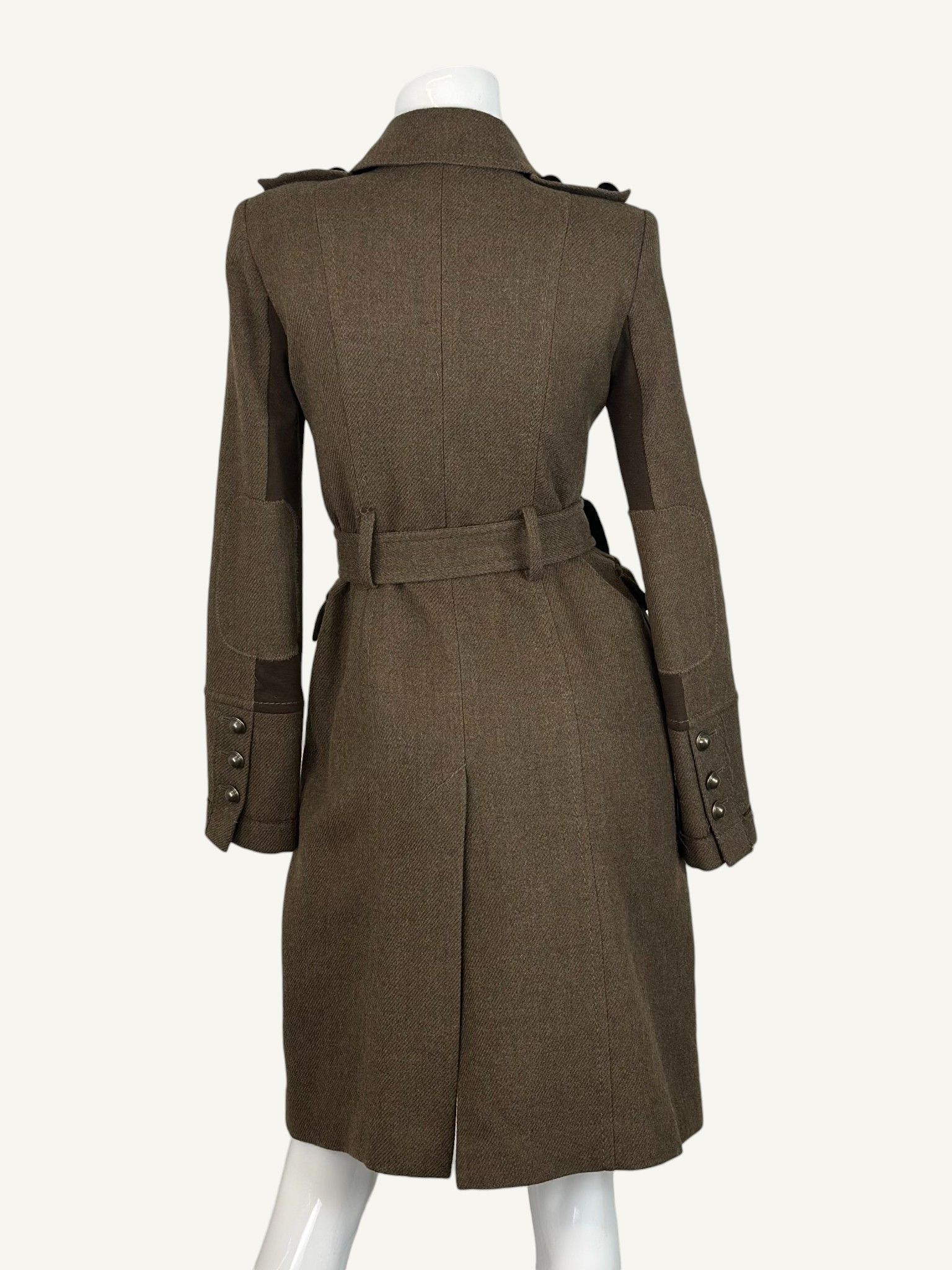 Bcbgmaxazria Wool Military Trench Coat Brown Belted Size XS / US 0-2 / IT 36-38 - 5 Thumbnail