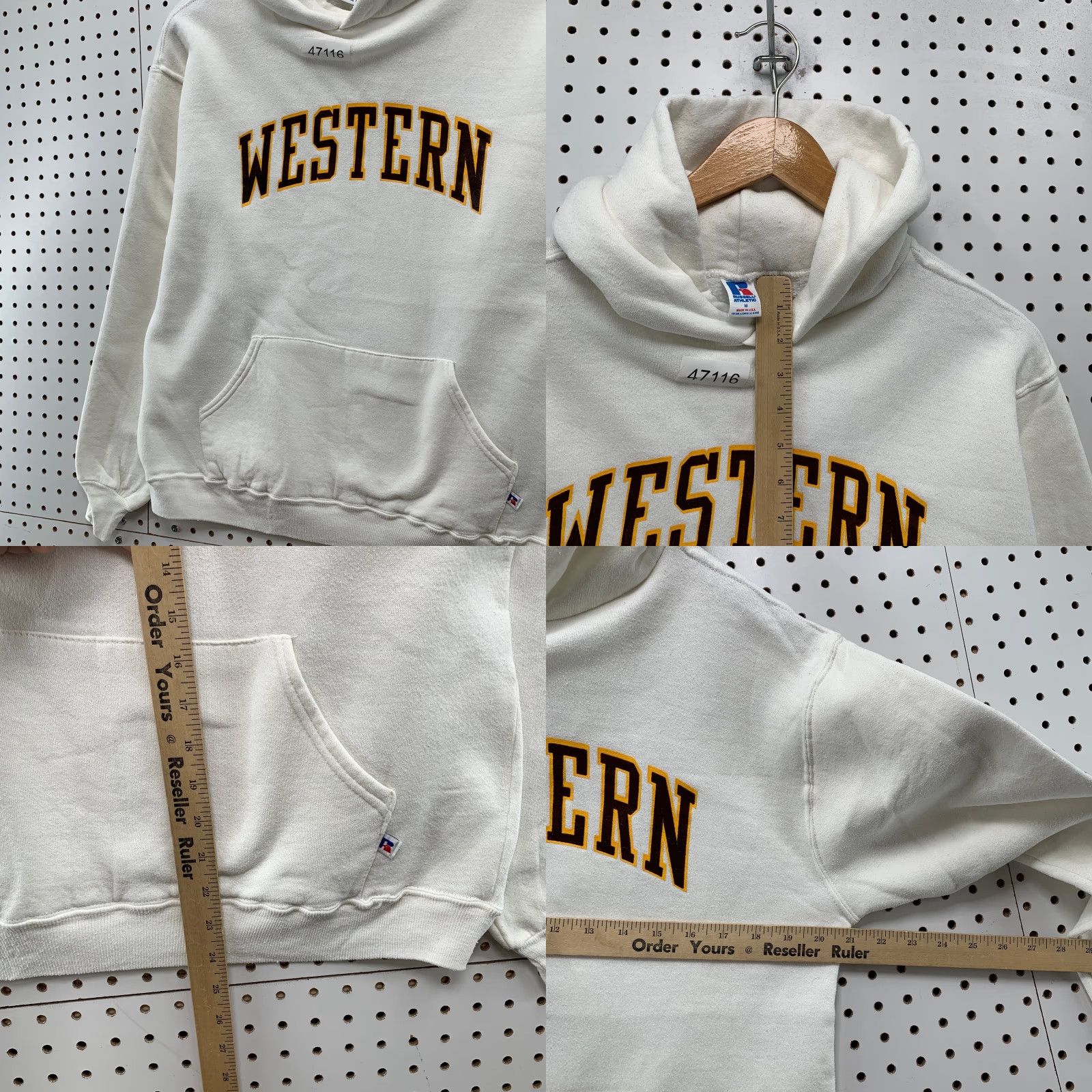 Russell Athletic VINTAGE Russell Athletic Hoodie Sweatshirt Mens M White 80s Western USA Shirt? Size US M / EU 48-50 / 2 - 8 Thumbnail