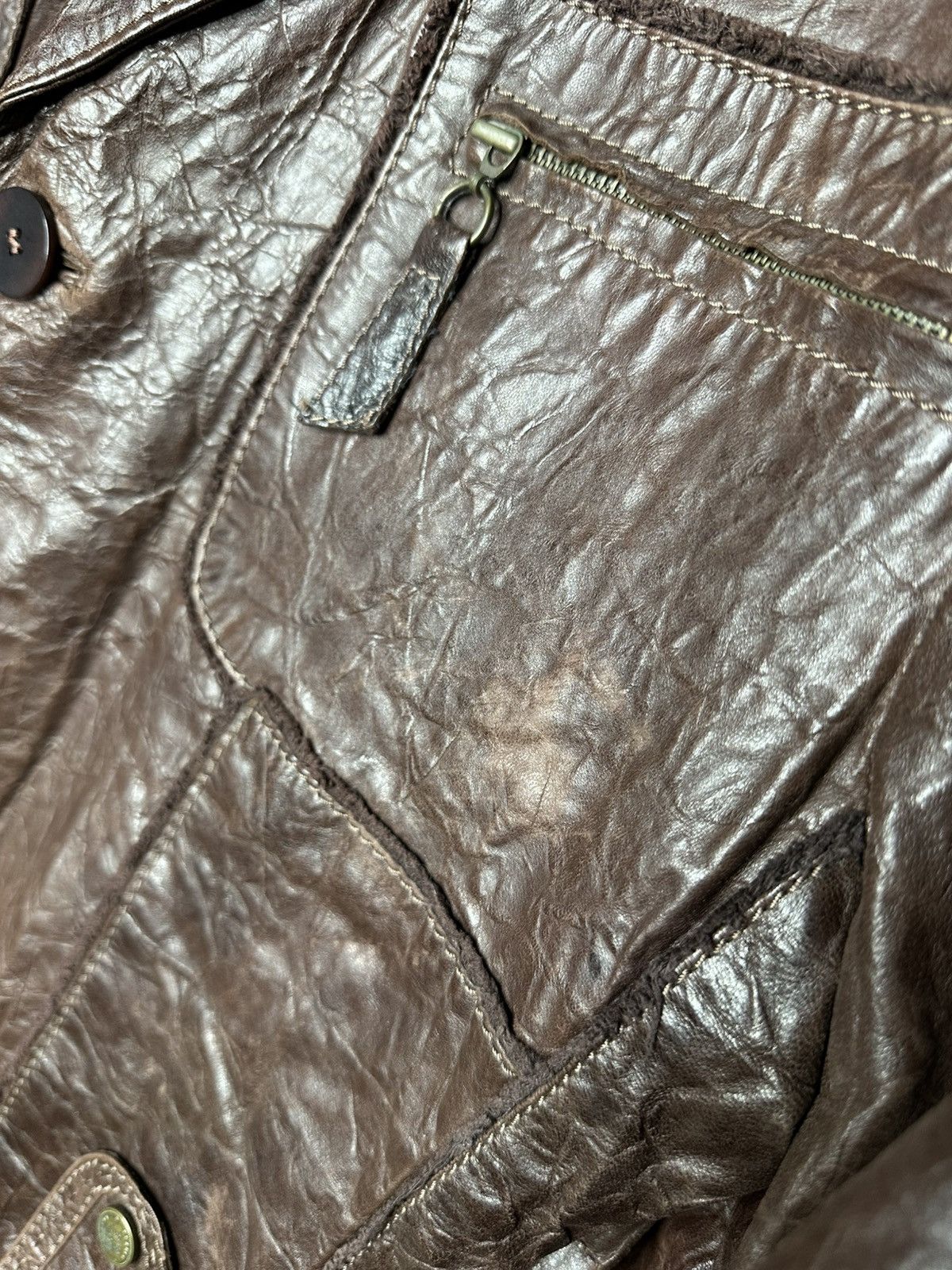 Fratelli Rossetti Fratelli Rossetti Brown Military Leather Jacket Size 48 Size US M / EU 48-50 / 2 - 12 Thumbnail