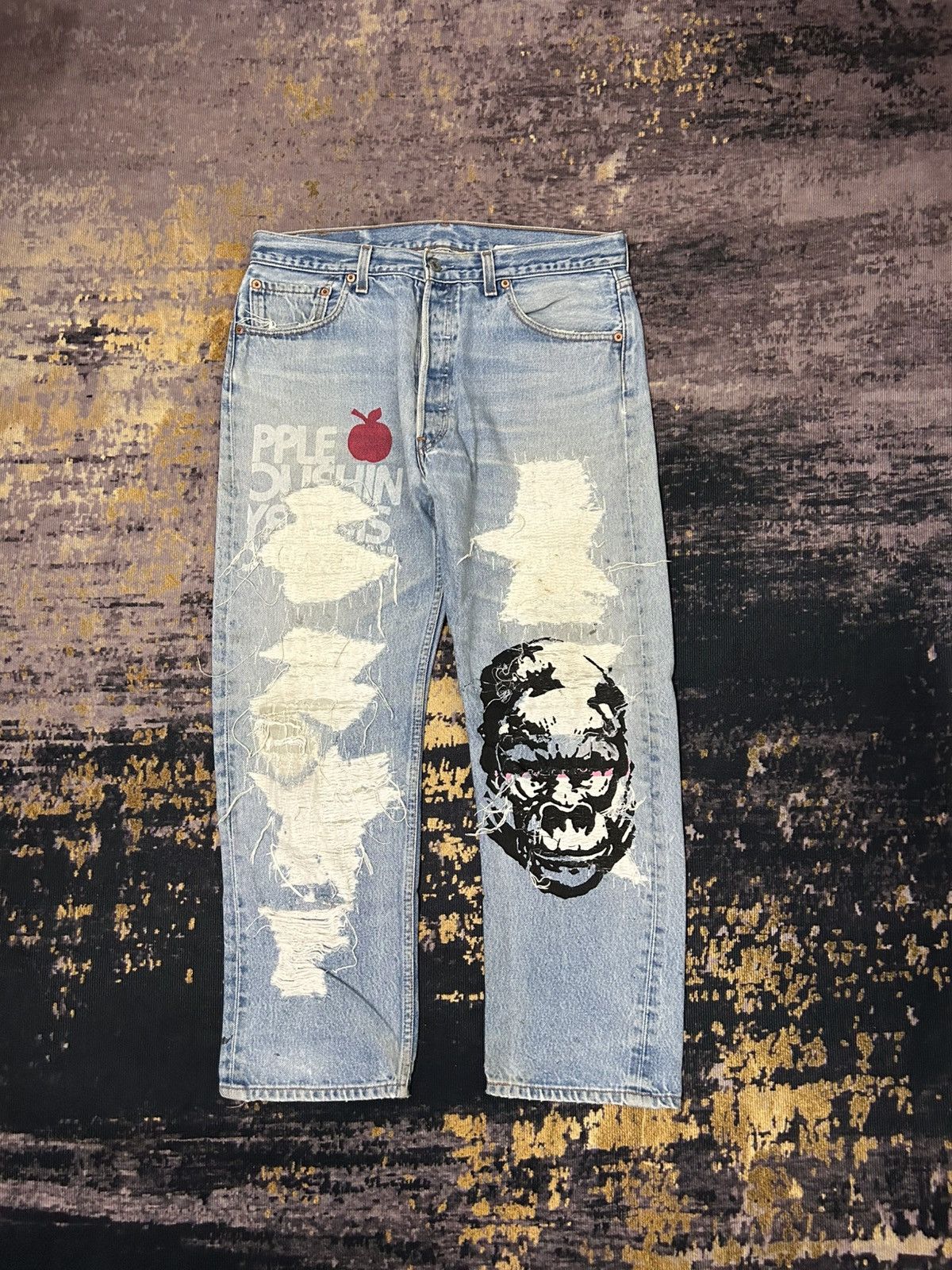Levi's Vintage Clothing Vintage Levis 501XX Sample Rippert Gorilla Aplle Print Size US 33 - 1 Thumbnail