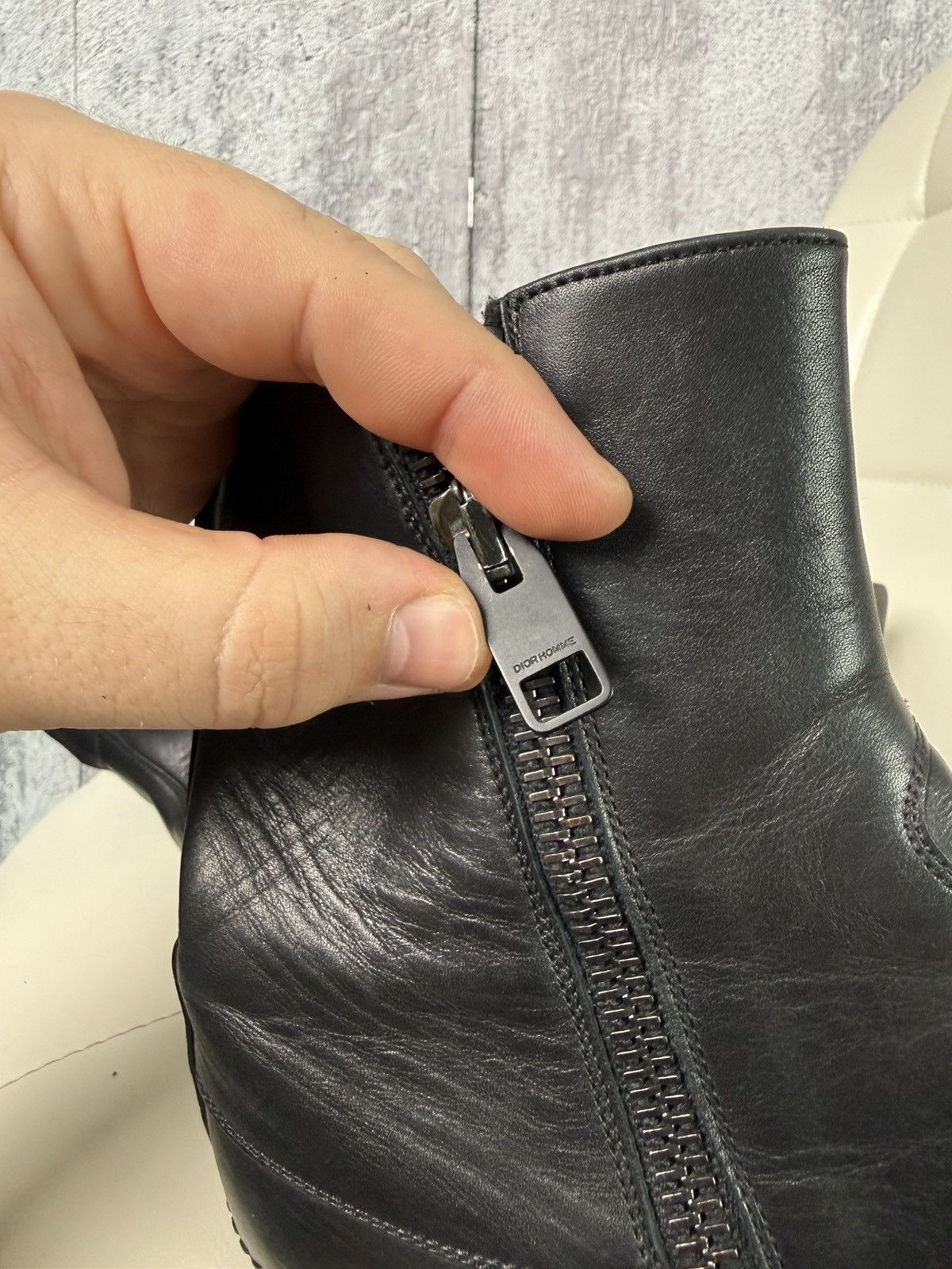 Dior × Hedi Slimane Dior Homme AW 2007 HEDI SLIMANE Era Zip-Up Leather Boots Size US 8.5 / EU 41-42 - 22 Thumbnail