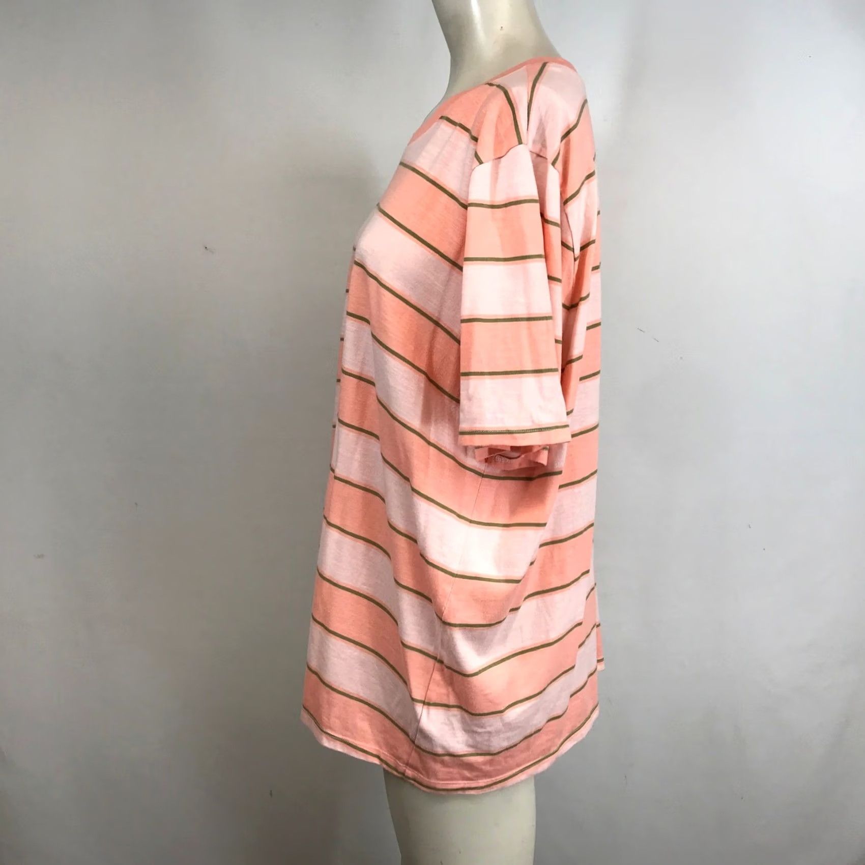 Vintage Lane Bryant Womens Striped Cotton Polyester Short Sleeve Tee Top 18/20 Pink Size XXL / US 16-18 / IT 52-54 - 6 Thumbnail