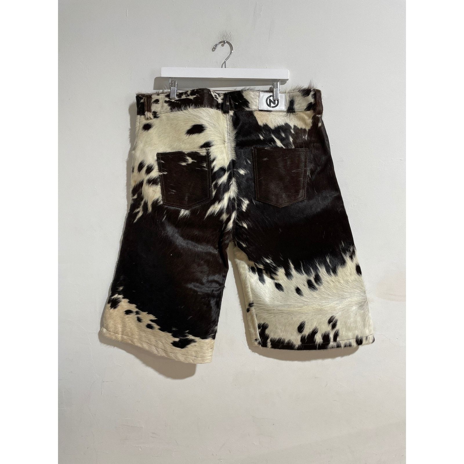 NYRVA NYRVA FLARED COWHIDE SHORTS 'BLACK/WHITE' SIZE 40 PREOWNED Size US 40 / EU 56 - 2 Thumbnail