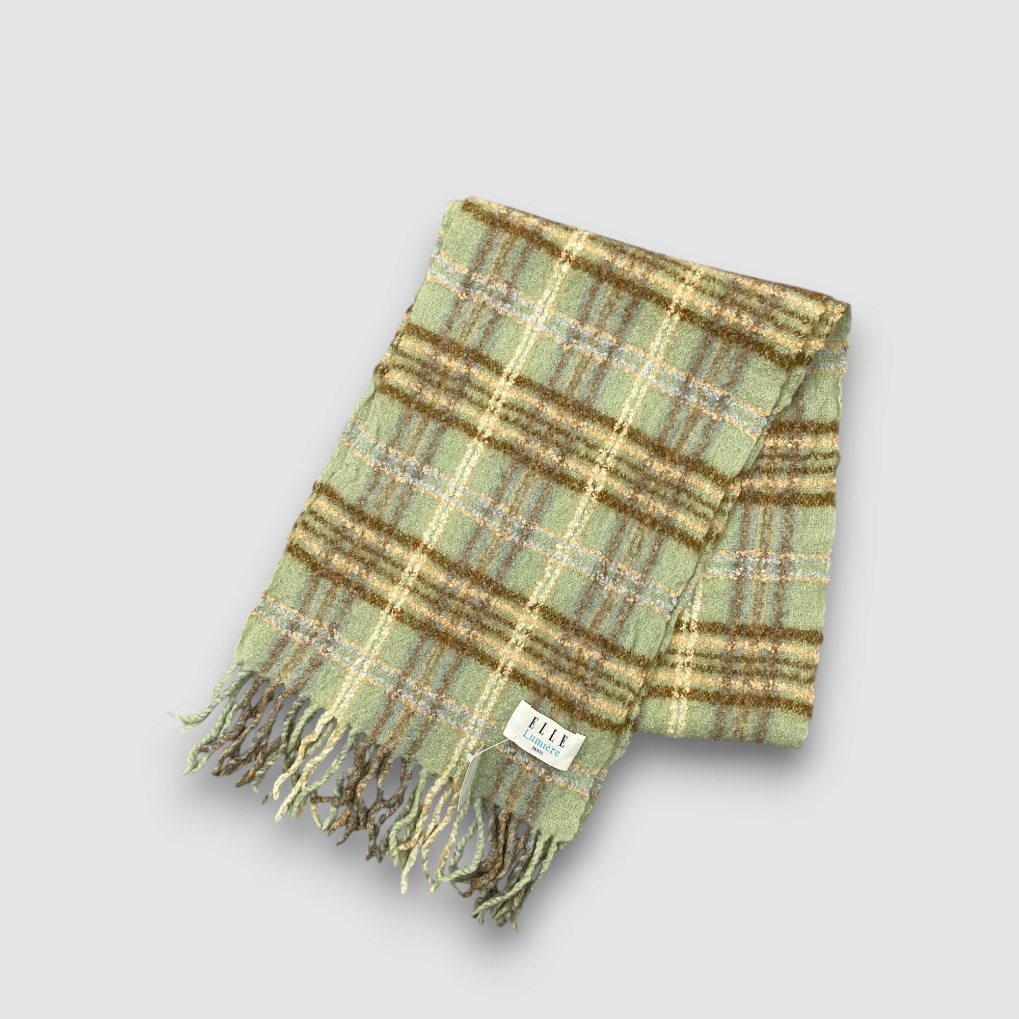 Japanese Brand Vintage Elle Lumiere Scarf Muffler Wool Ribbed Fringe Scarve Size ONE SIZE - 2 Thumbnail