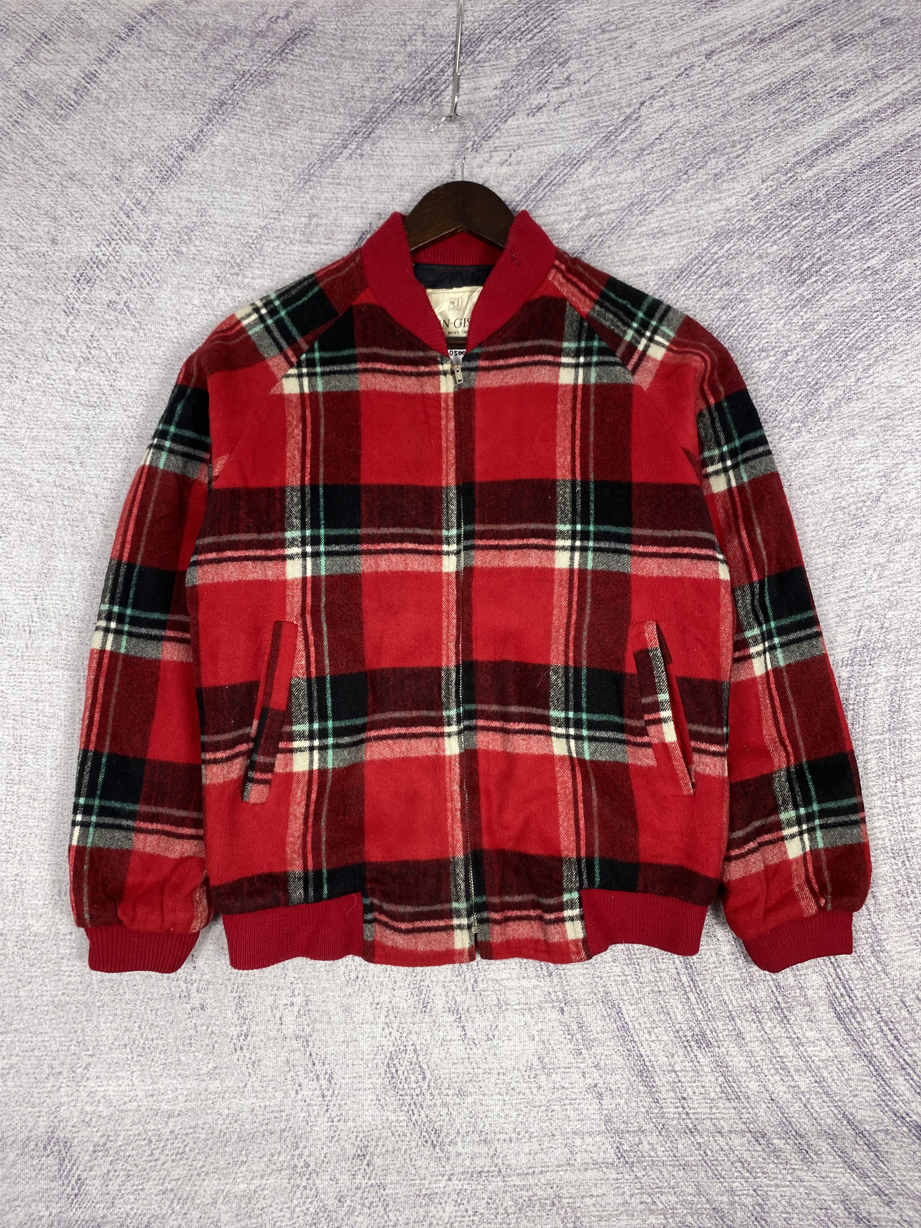 Japanese Brand Vintage Gin-Giss Wool Flannel Quilted Lining Bombers Jacket Size US L / EU 52-54 / 3 - 1 Thumbnail