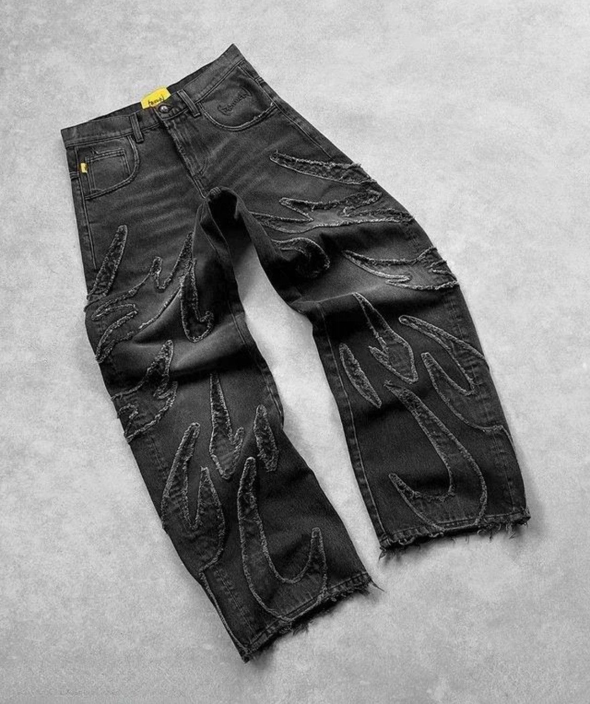 Jean Jeans Patchwork Gothic Raw Edge Embroidered Size US 31 - 2 Thumbnail