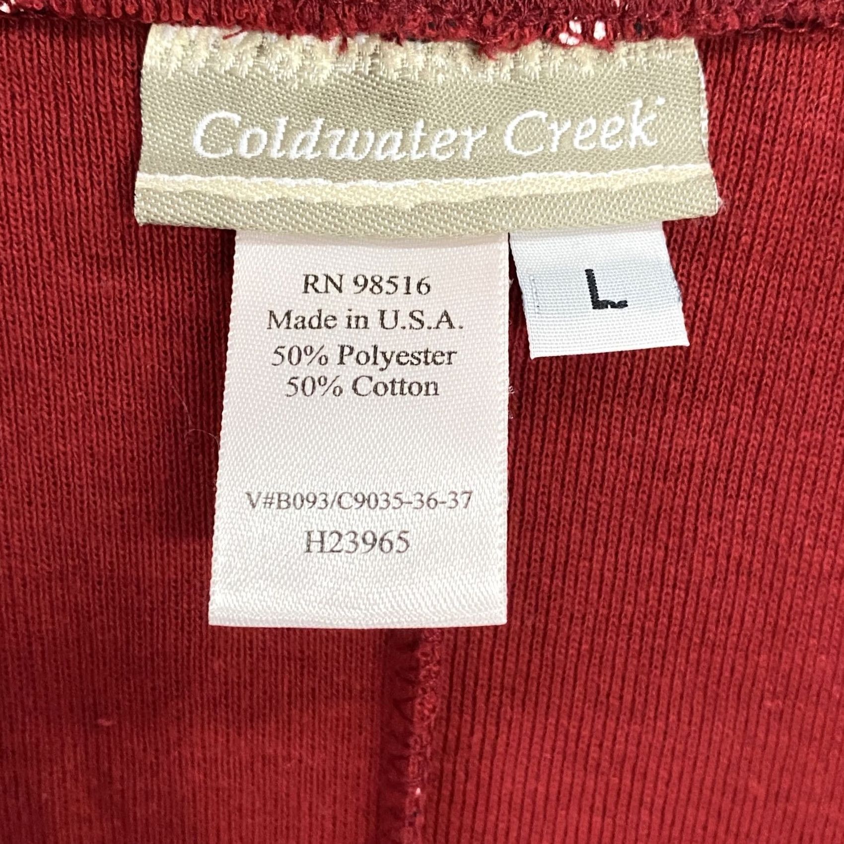 Coldwater Creek Coldwater Creek Skirt Womens Large Midi A-Line Floral Red Cotton Blend Knit Elastic Waist 90s Bohemian Cottagecore Y2K Casual Travel Size 36" / US 14 / IT 50 - 7 Thumbnail
