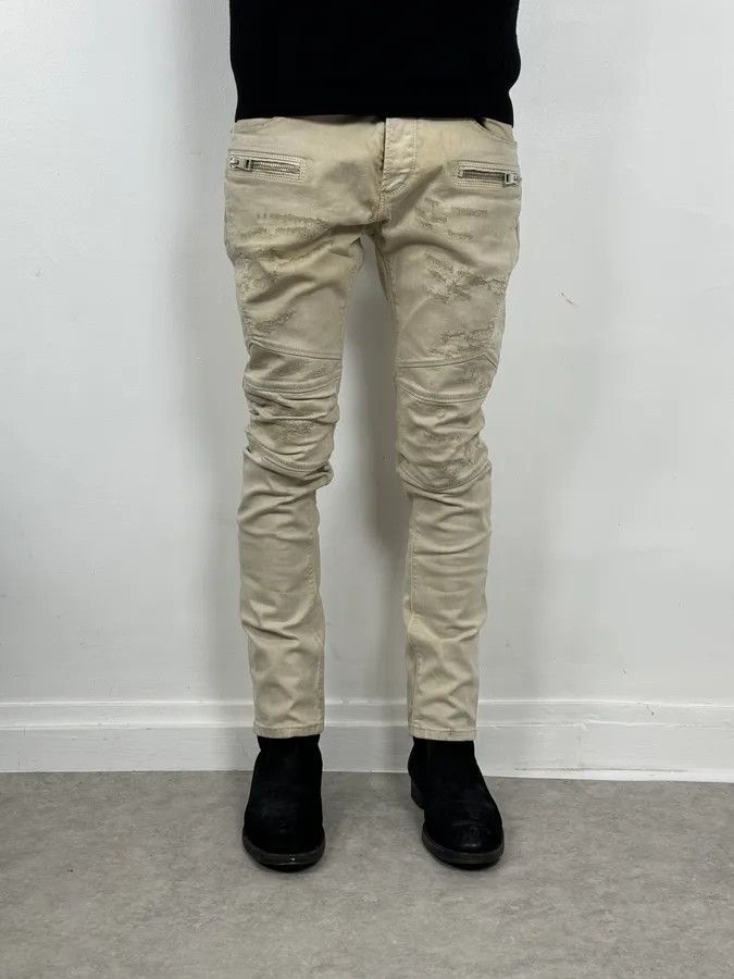 Just Cavalli AW2016 Cavalli Beige Slim Distressed Pants Size US 32 / EU 48 - 2 Thumbnail