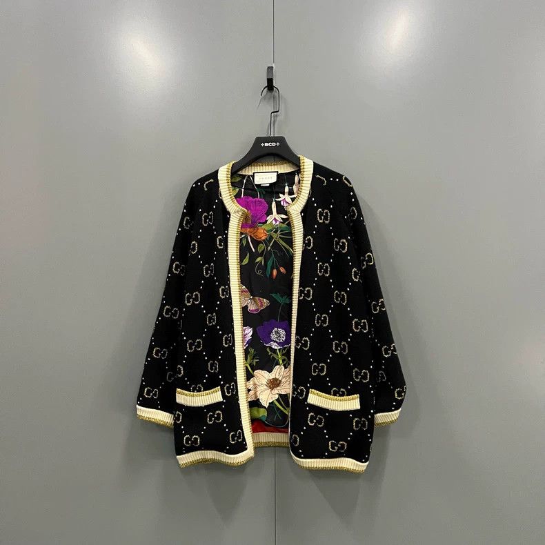 Gucci GUCCI Black Cardigan with Gold and Silver Detail- DMC Size US L / EU 52-54 / 3 - 1 Thumbnail