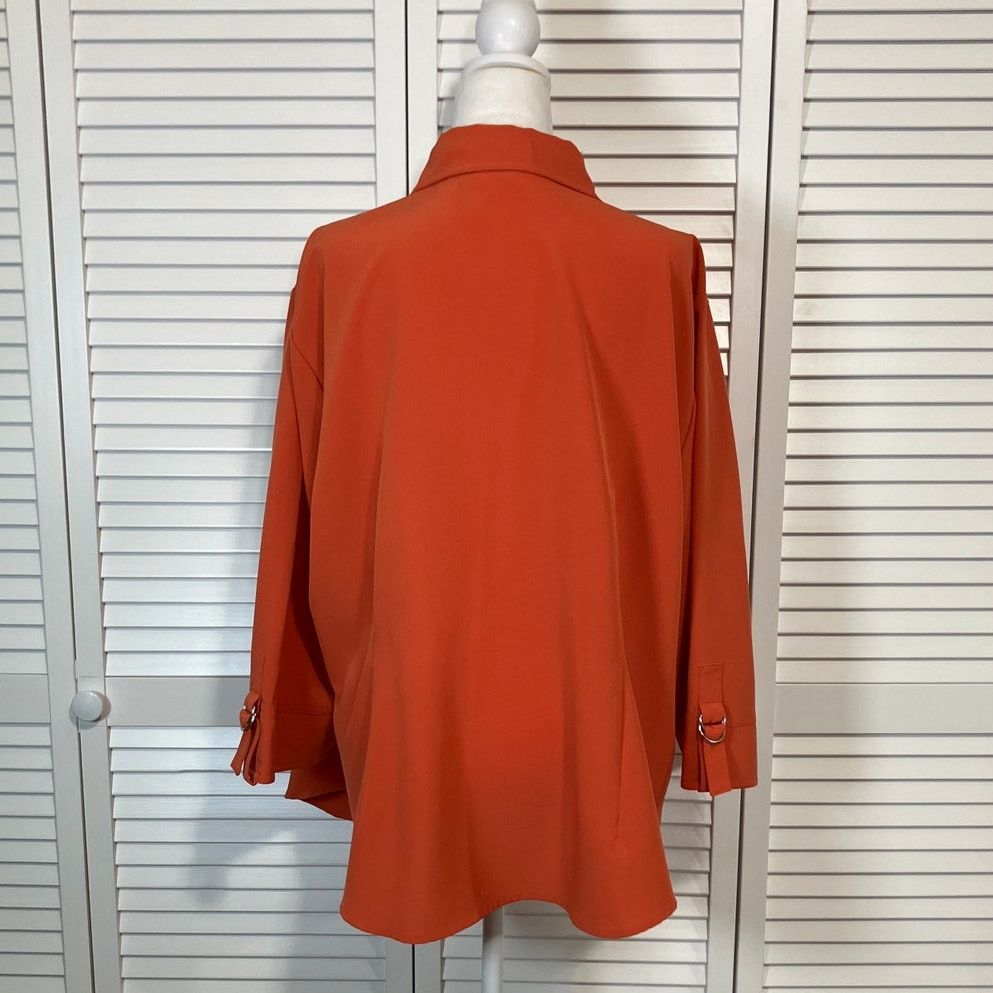 Other Dressbarn Orange Vintage Flowy Collared Tunic Blouse 22/24 Size 3XL / US 20-22 - 2 Thumbnail