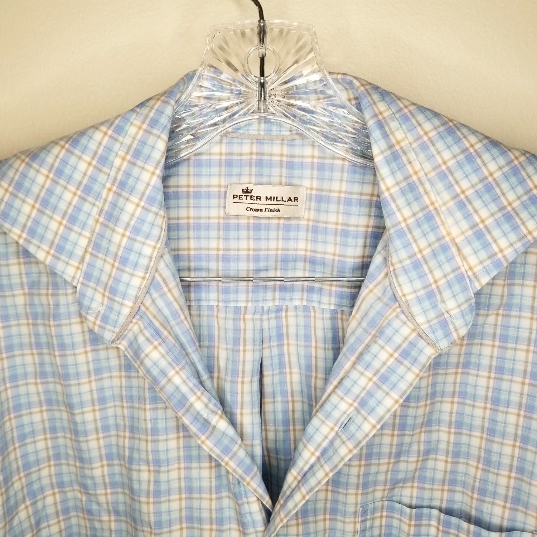 Peter Millar Peter Millar Mens Blue White Plaid Long Sleeve Button-Up Size M Color Multicolor Size US M / EU 48-50 / 2 - 3 Thumbnail