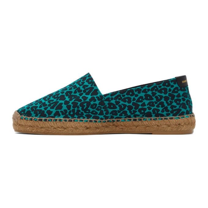 Saint Laurent Paris o1s1wg111224 Babycat-Print Embroidered Espadrilles Blue Size US 9 / IT 39 - 3 Thumbnail
