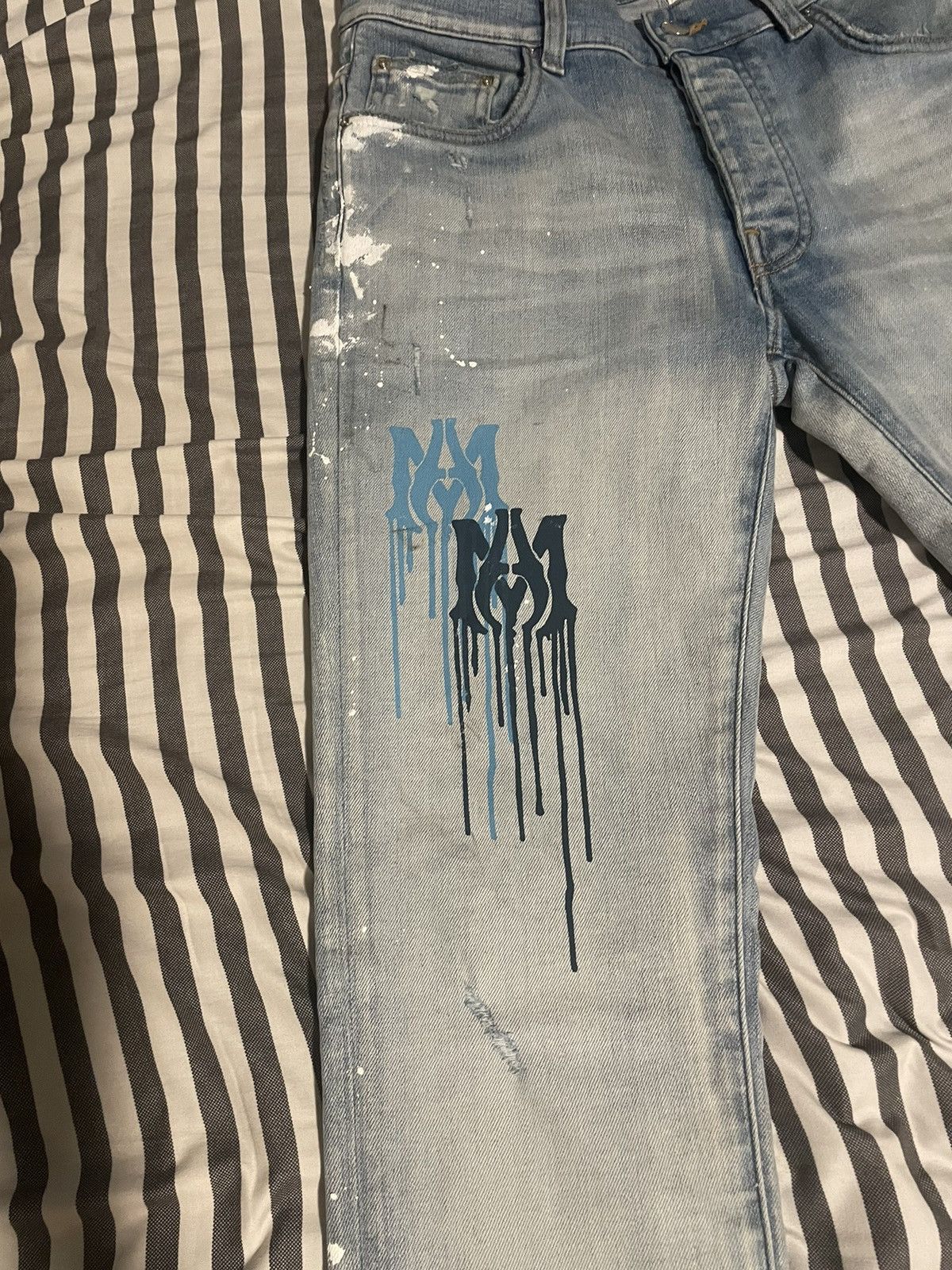 Amiri Amiri paint drip denim blue Size US 30 / EU 46 - 5 Thumbnail