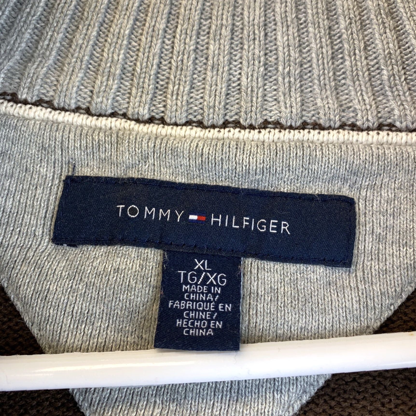 Tommy Hilfiger vintage Tommy Hilfiger brown 1/4 zip Sweater XL Stripes/ 53-5 Size US XL / EU 56 / 4 - 7 Thumbnail