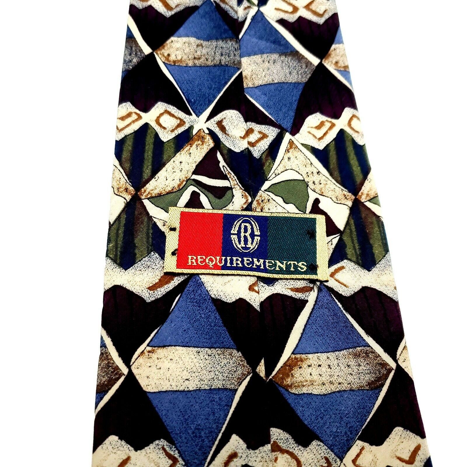 Other Requirements Polyester Tie Blue Abstract Reddish Brown Size ONE SIZE - 3 Thumbnail