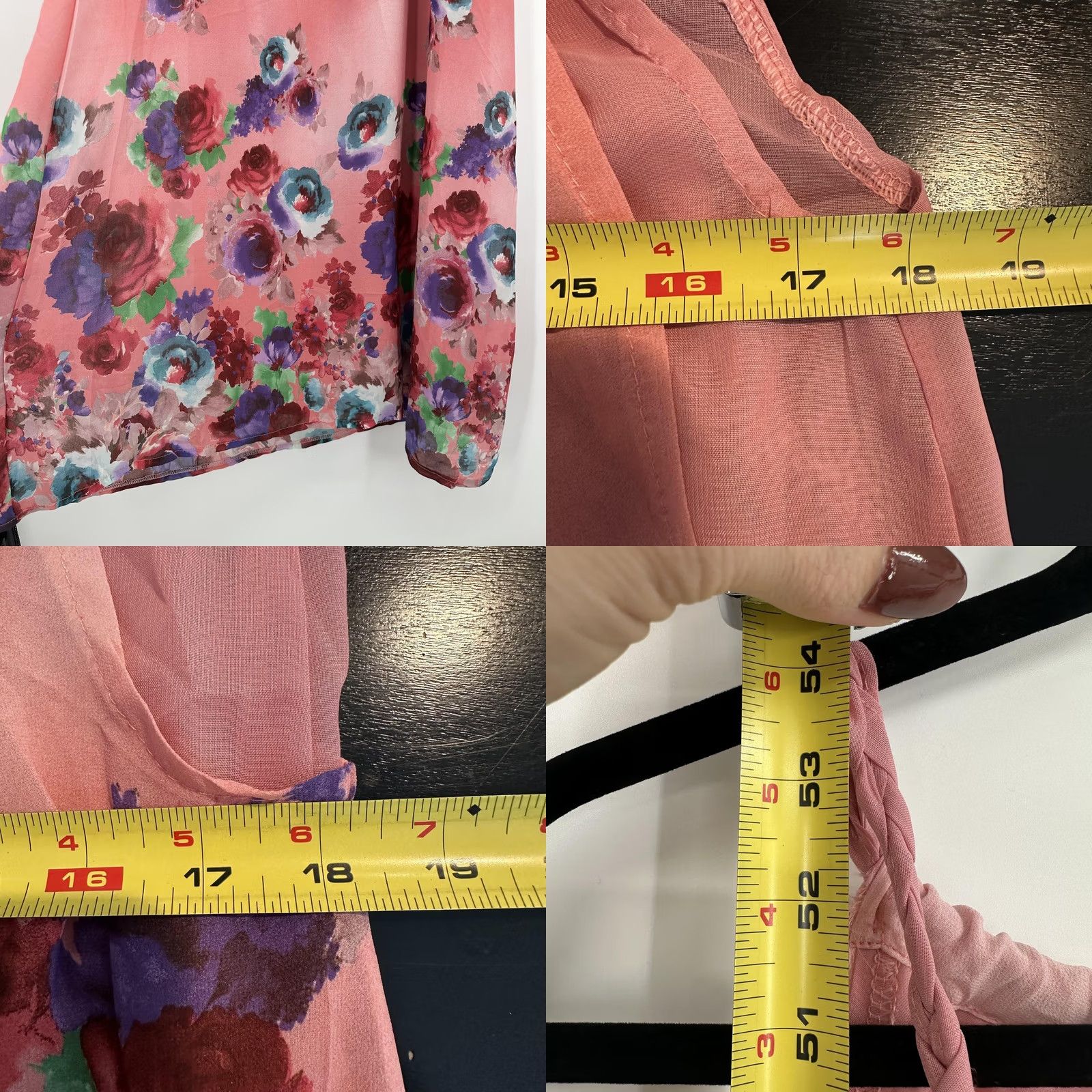 Vintage By Deep Los Angeles Floral Maxi Dress Womens M Pink Halter Braided Straps Size M / US 6-8 / IT 42-44 - 8 Thumbnail