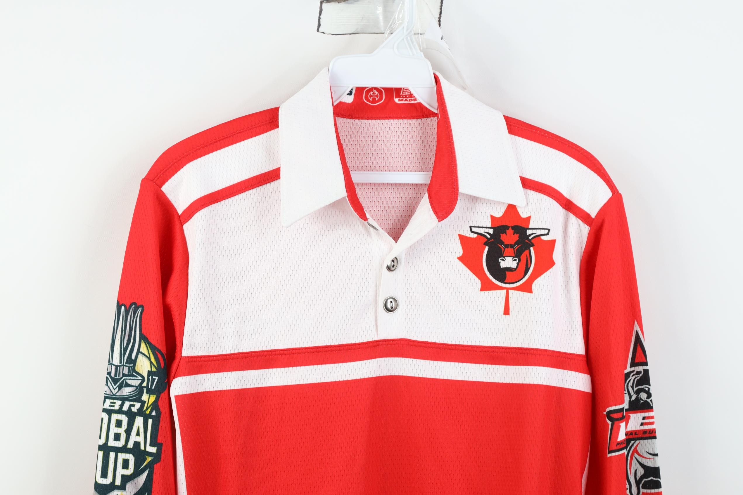 Vintage 2017 PBR Global Cup Canada Western Rodeo Bull Riding Polo Size US XS / EU 42 / 0 - 2 Thumbnail