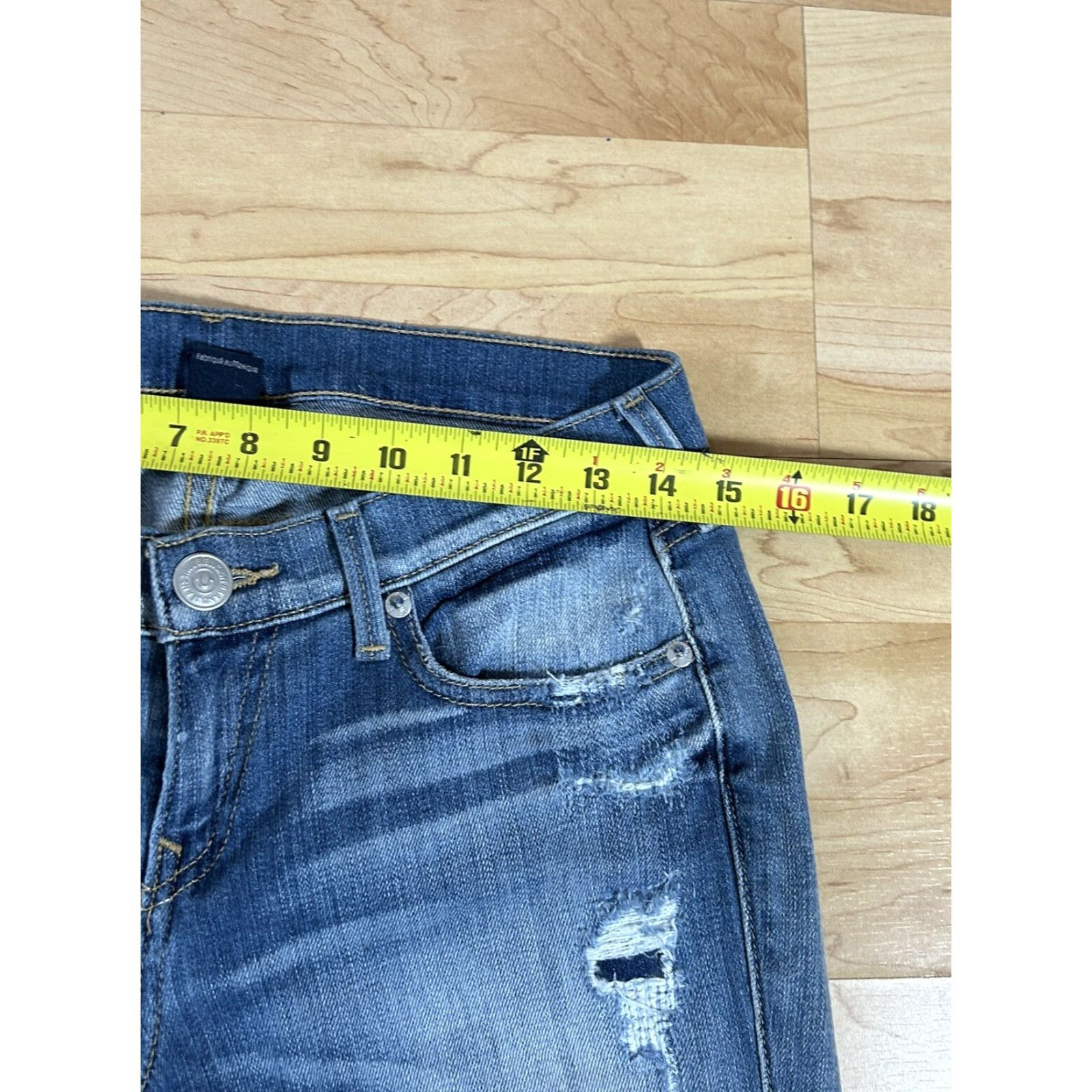True Religion Womens True Religion Jeans Straight Mid Rise Distressed Blue Size 26 Size 26" / US 2 / IT 38 - 4 Thumbnail