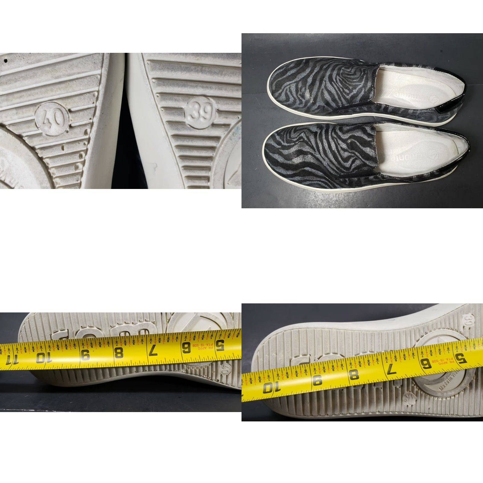 Vintage Remonte Celia Black and White Leather Casual Slip On Loafers Womens 39 40 Slip On Casual Loafers Womens Lime? Size US 9 / IT 39 - 8 Thumbnail