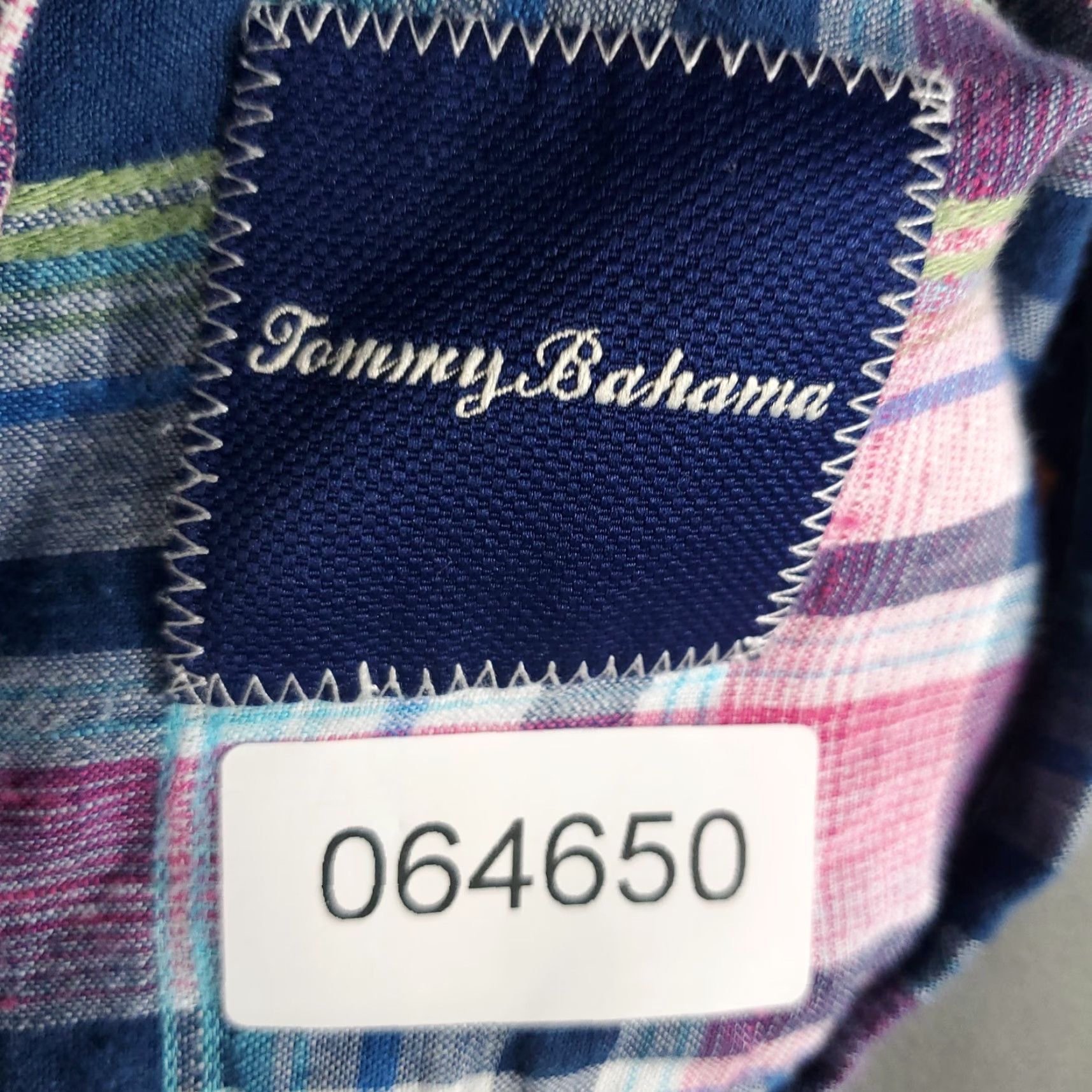 Tommy Bahama Tommy Bahama Relax Shirt Mens Large Blue Pink Linen Plaid Button Up Long Sleeve Shirt Size US L / EU 52-54 / 3 - 8 Thumbnail