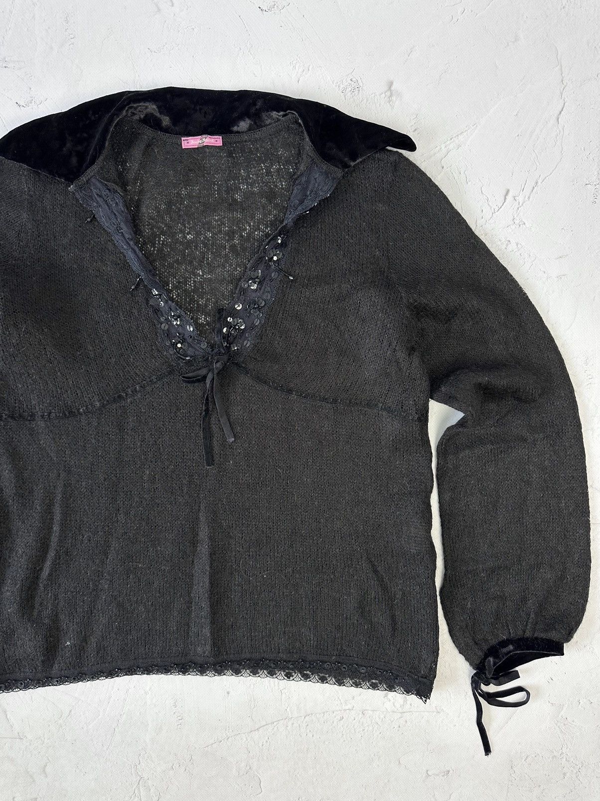 Beauty Beast × If Six Was Nine × Vintage Vintage Black Mohair Sweater Size M / US 6-8 / IT 42-44 - 3 Thumbnail