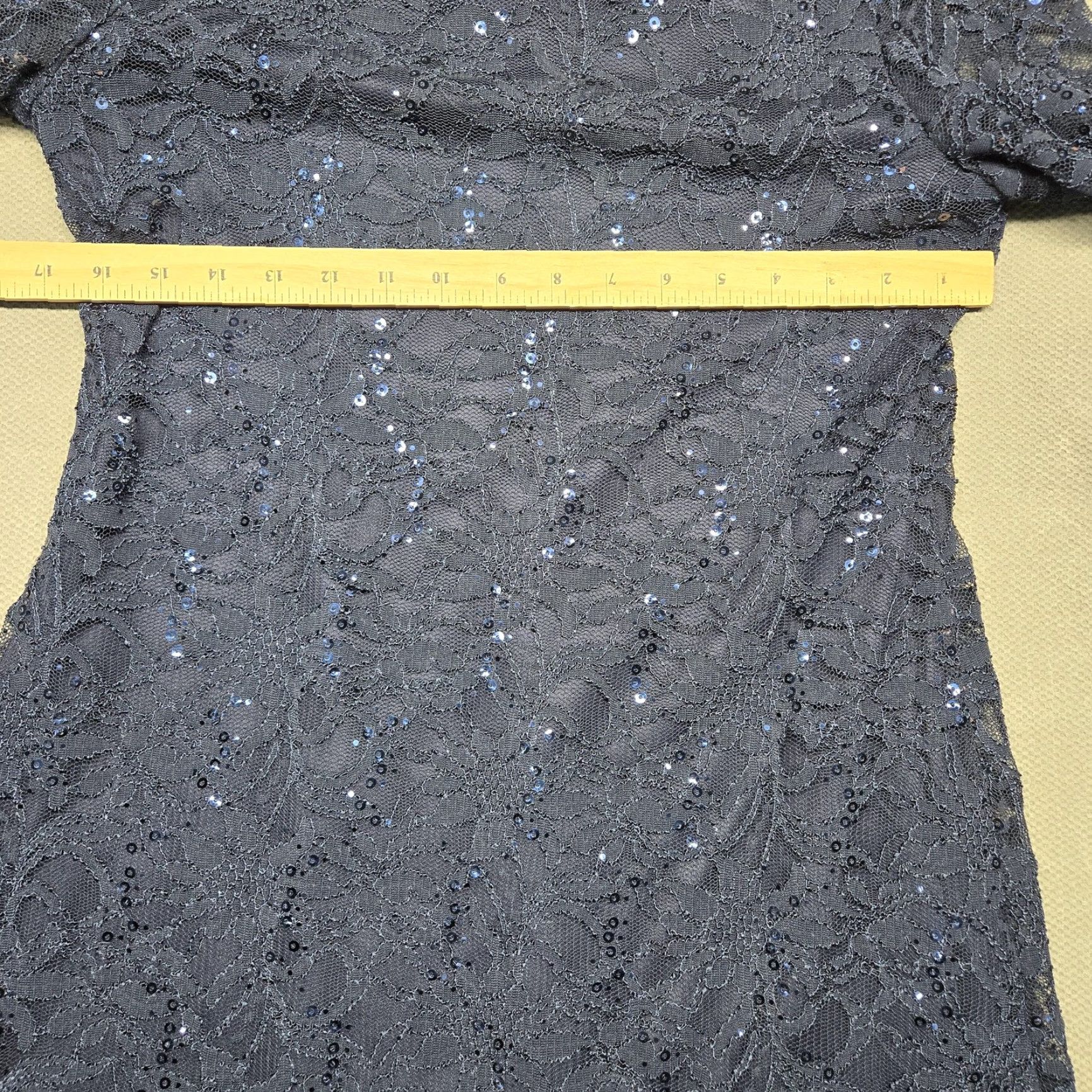 Vintage Marina Dress Womens 8 Navy Blue Lace Sequin Shift 3/4 Sleeve Party Cocktail Size M / US 6-8 / IT 42-44 - 5 Thumbnail