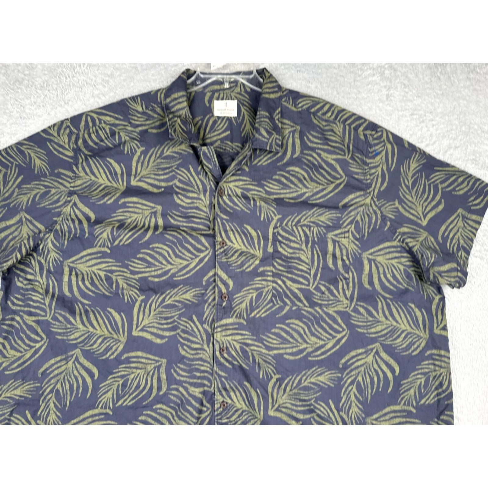 Vintage Mutual Weave Shirt Mens 4XL Blue Leaf Print Short Sleeve Button Up Cotton Aloha Size US XXL / EU 58 / 5 - 4 Thumbnail
