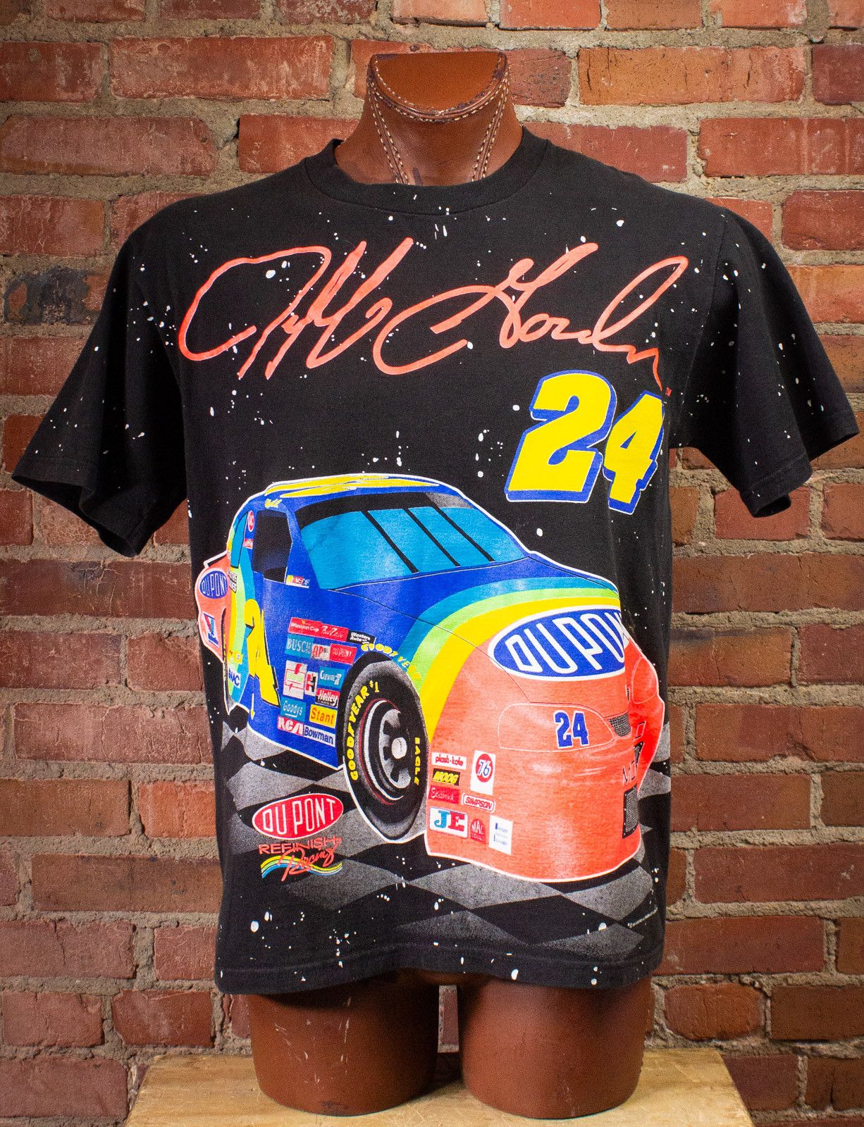 image of Vintage Jeff Gordon Nascar Aop Graphic T Shirt 1995 XL in Black, Men's