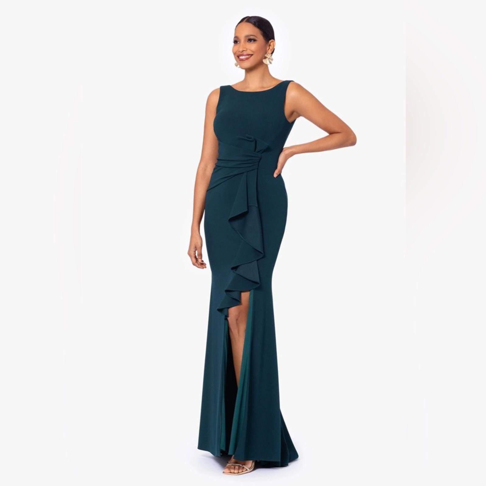 Designer Betsy and Adam Christina Ruffled Bow Dress Size 10 Green Size L / US 10 / IT 46 - 4 Thumbnail