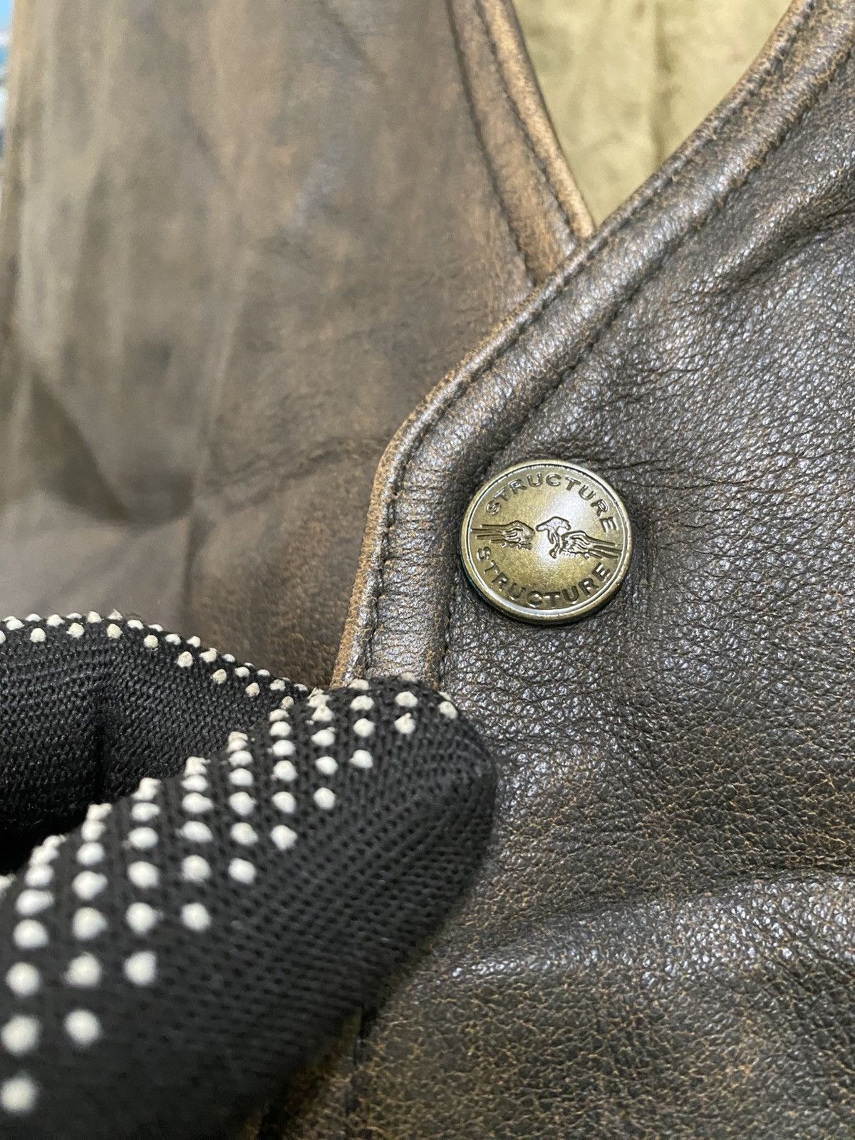 Structure Vintage Structure Leather Vest XL Brown Genuine Leather Size US XL / EU 56 / 4 - 8 Thumbnail