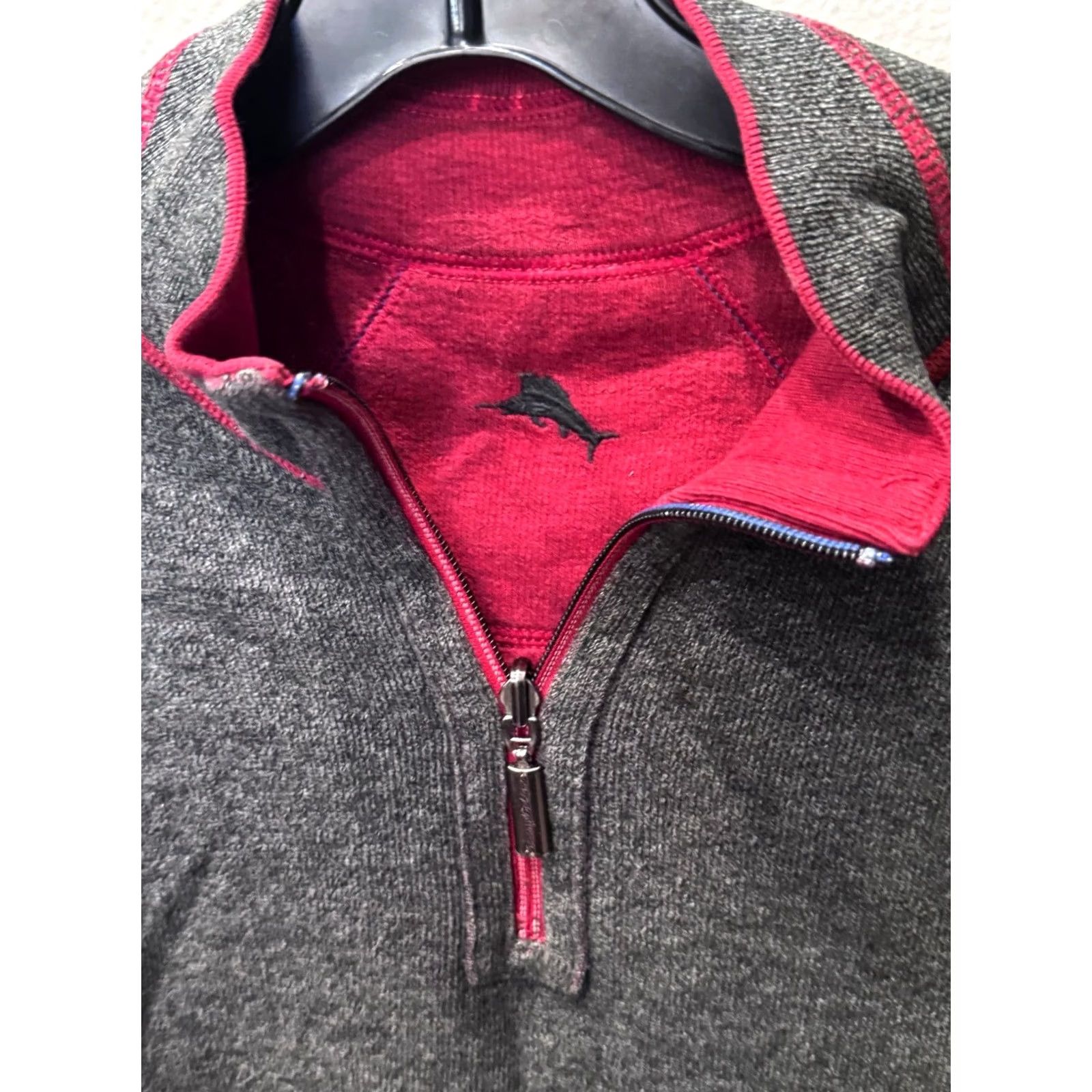 Tommy Bahama Tommy Bahama Sweater Red Gray Reversible Zip Large L Mens Size US L / EU 52-54 / 3 - 5 Thumbnail
