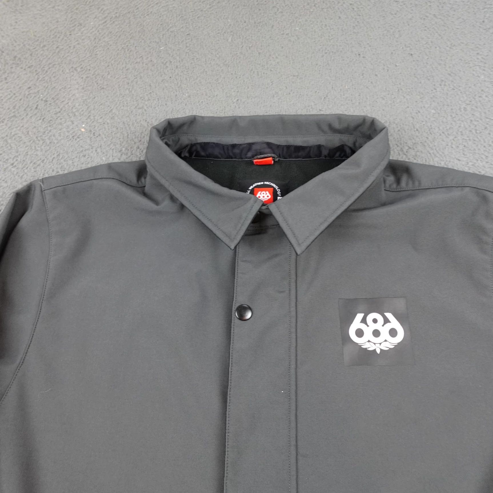 686 686 Jacket Mens Medium Black Windbreaker Snap Front Polyester Solid Skate Snow Size US M / EU 48-50 / 2 - 5 Thumbnail