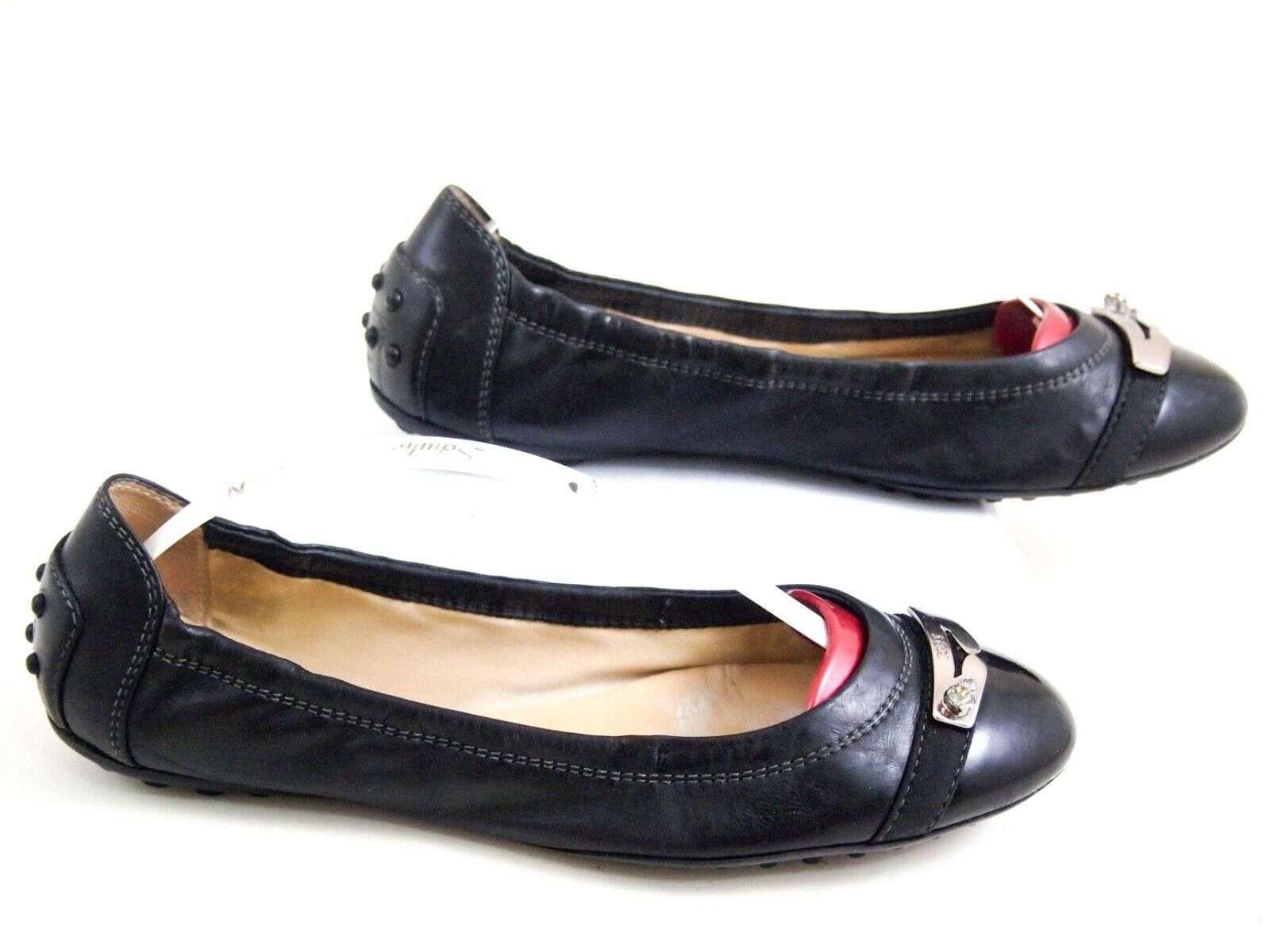 Tod's Tods Flats Black Leather Metal Penny Strap EU36 US 6 Size US 6 / IT 36 - 3 Thumbnail