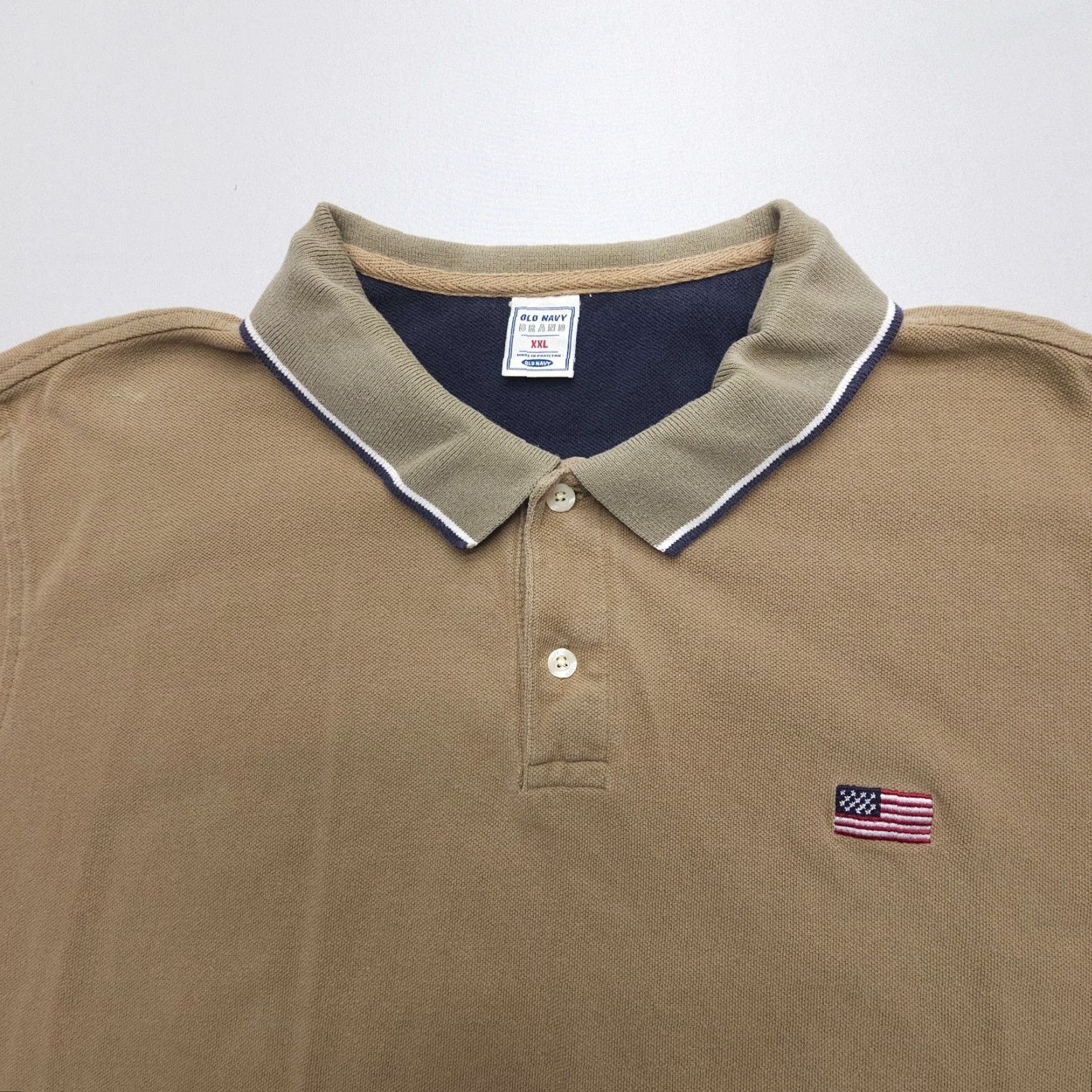 Old Navy VINTAGE Old Navy Polo Shirt Mens 2XL Tan Beige Cotton Knit Short Sleeve Casual Preppy 90s Outdoor Logo Button Mens Size US XXL / EU 58 / 5 - 2 Thumbnail